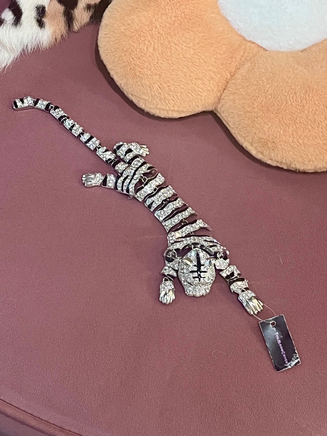 Crystal Tiger Brooch – Silver
