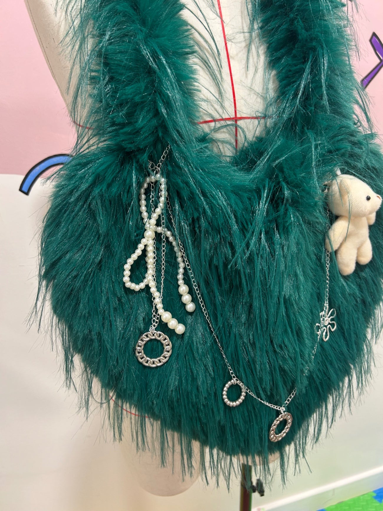Teddy & Chain Faux Fur Bag