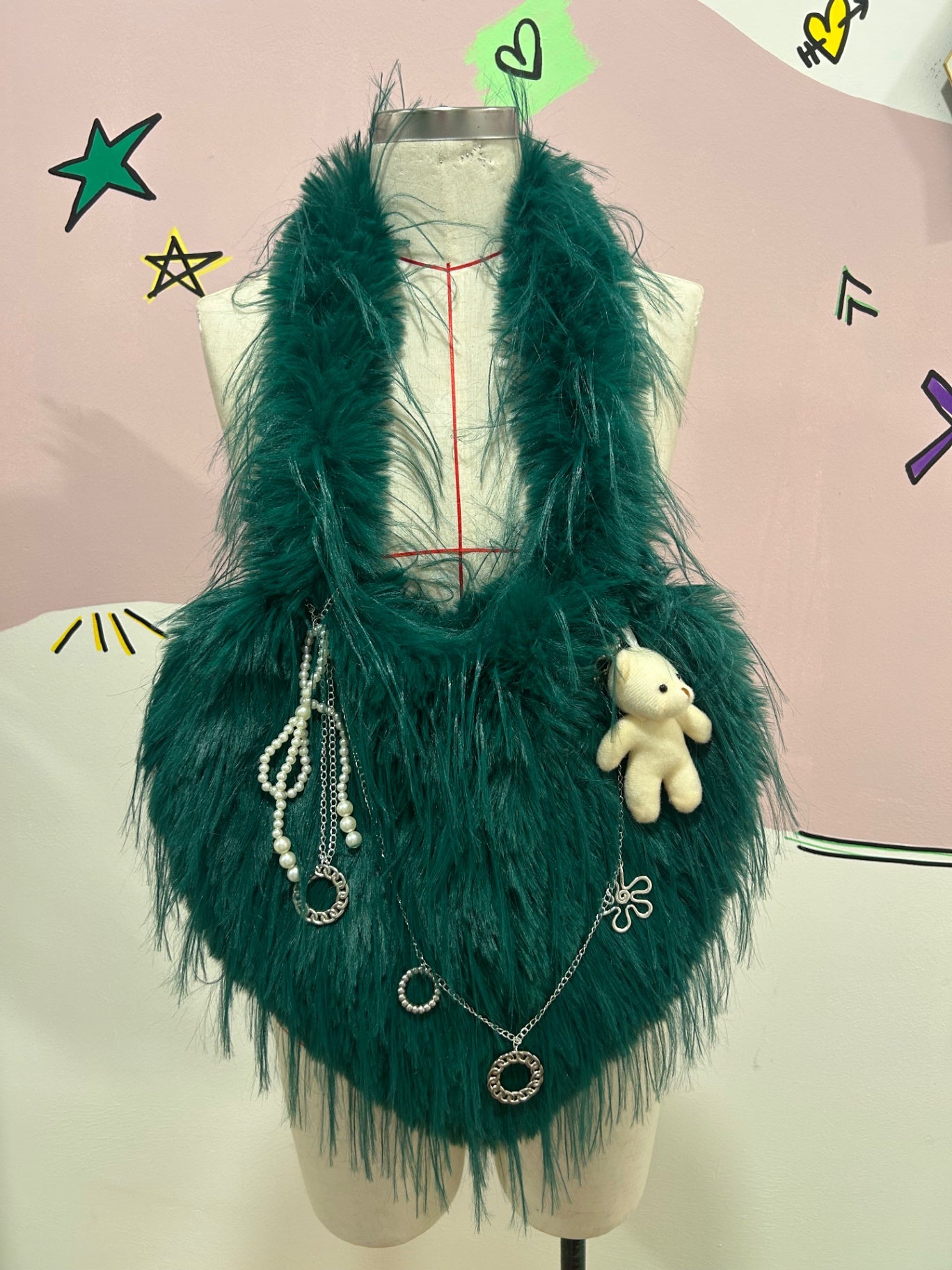 Teddy & Chain Faux Fur Bag