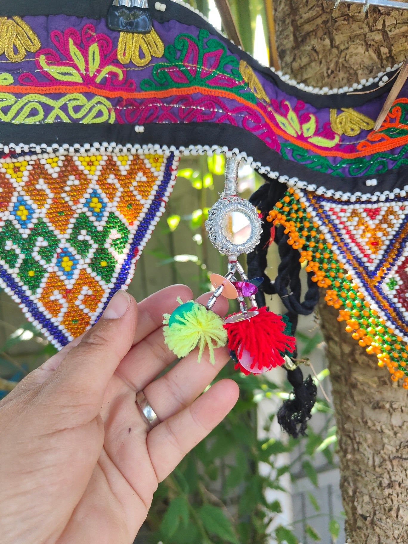 Fez beaded belt - purples