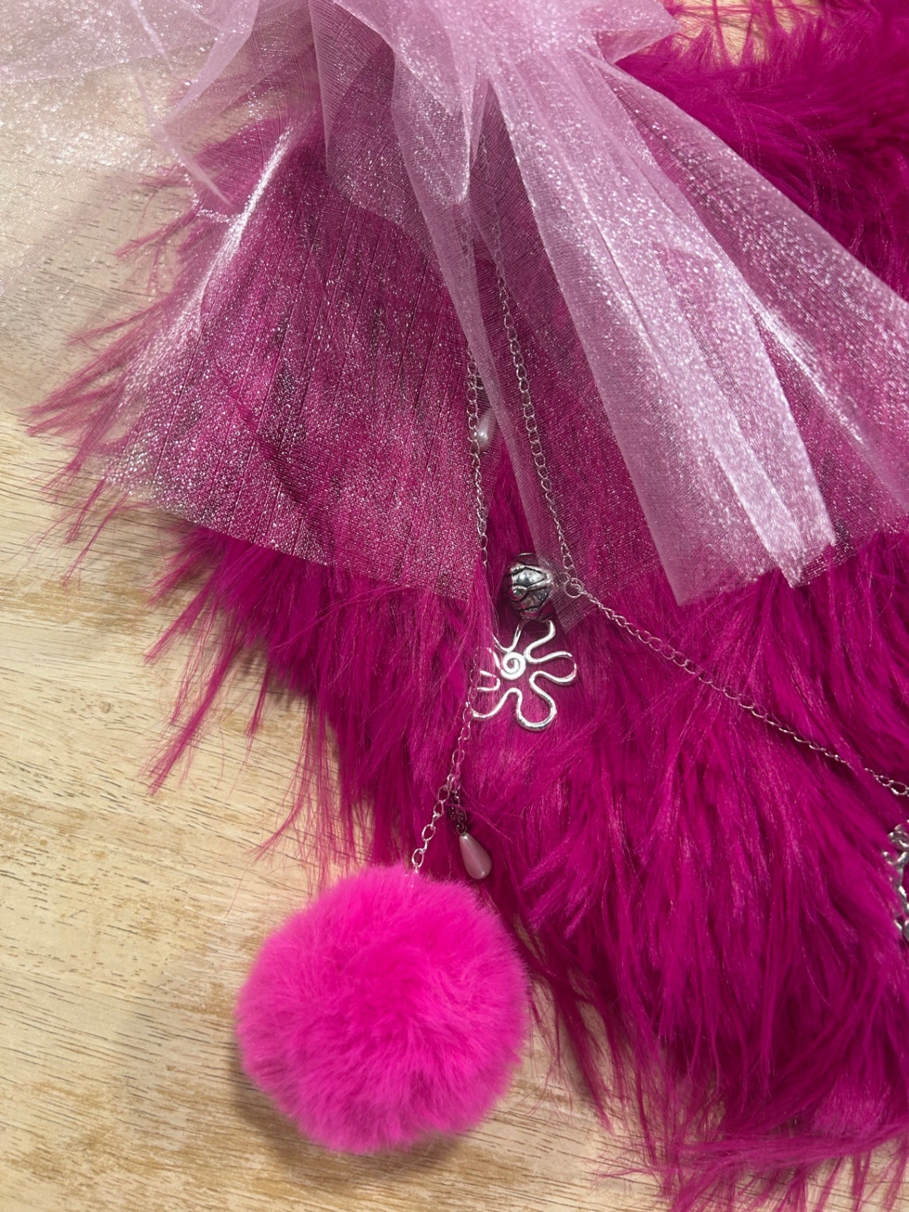 Reworked Dark Pink Fluffy Bag
