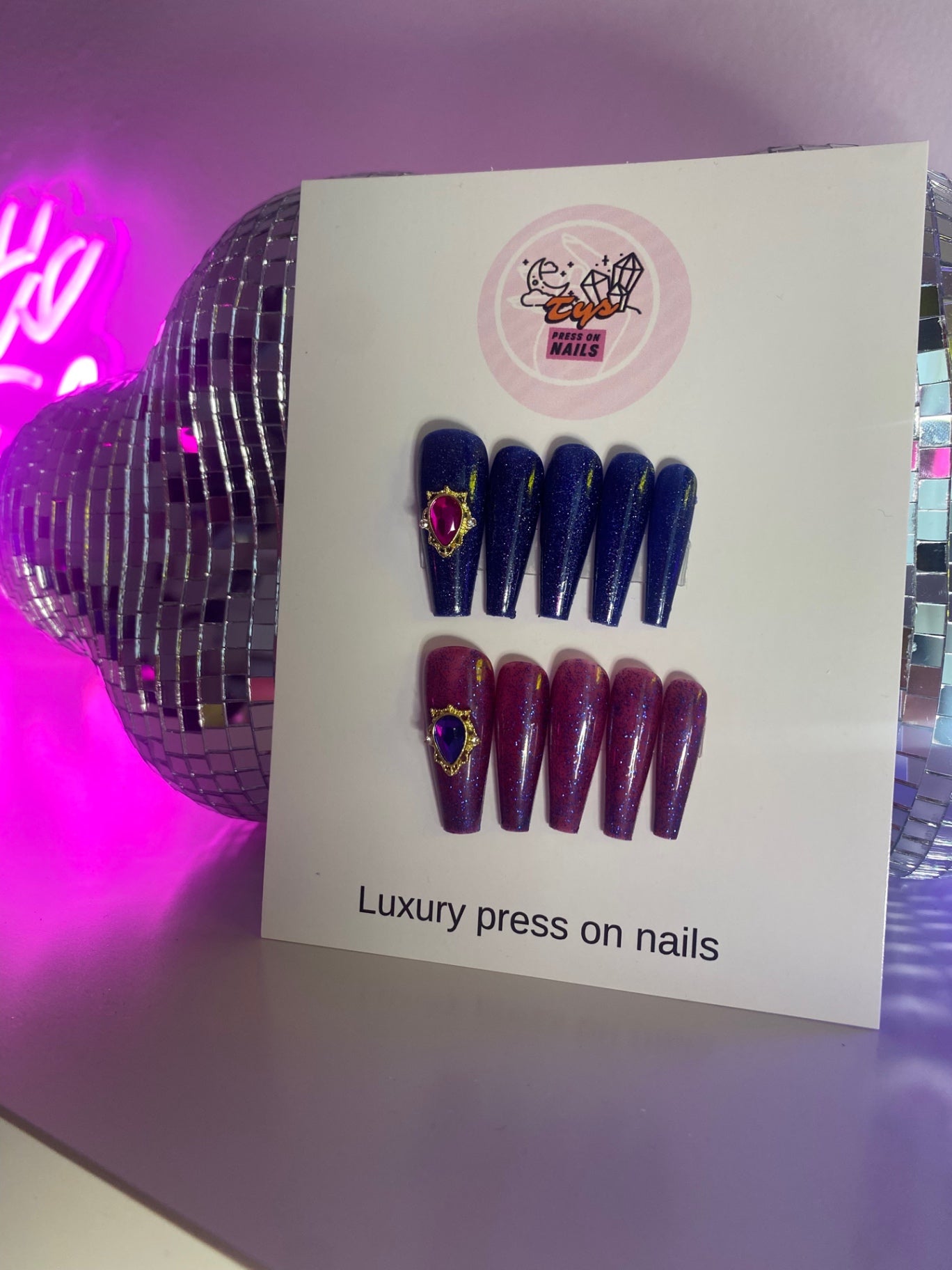 Blue & Pink Sparkle with Crystals