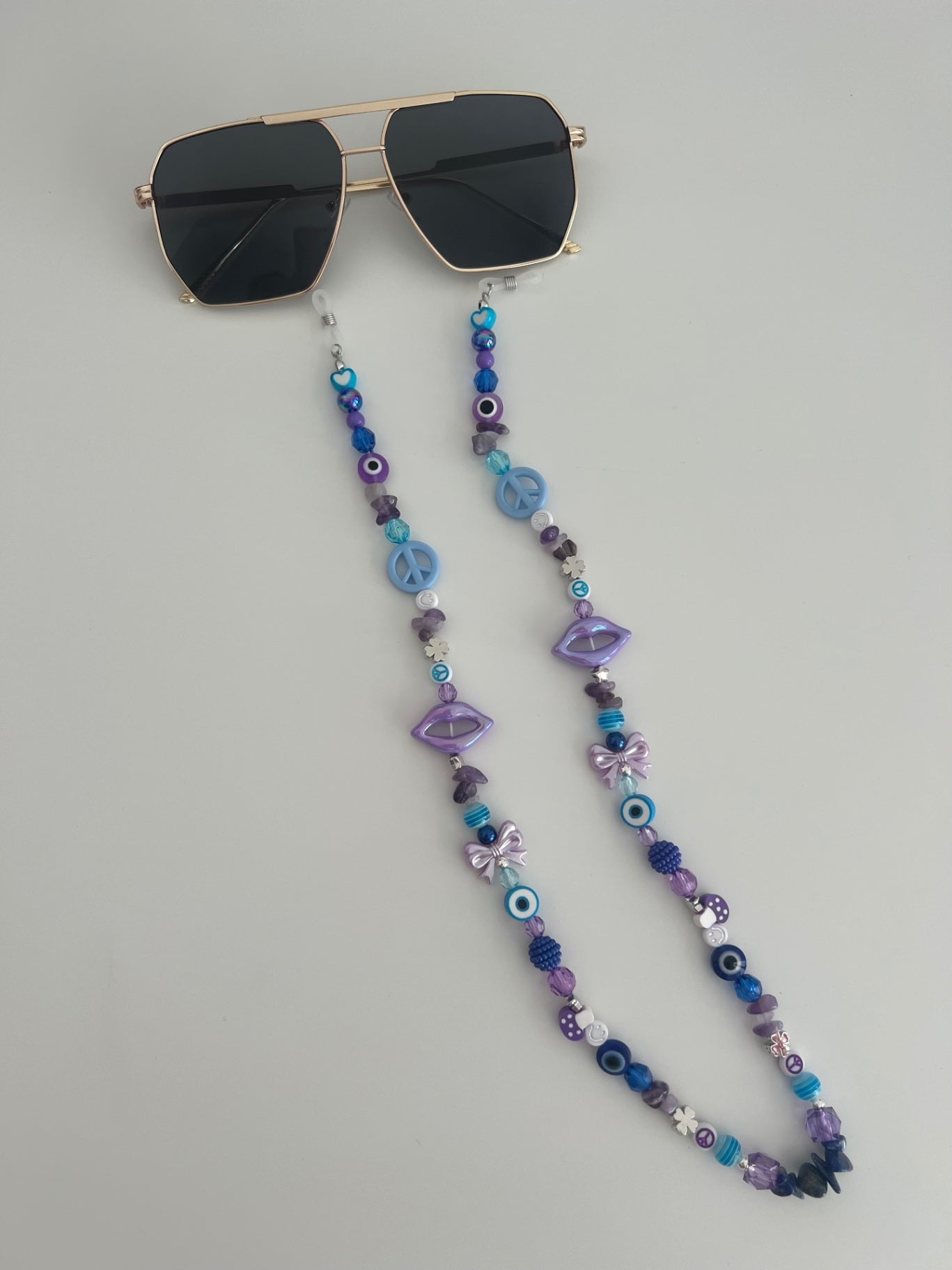Twin flame sunglasses strap - blue/purple (silver)