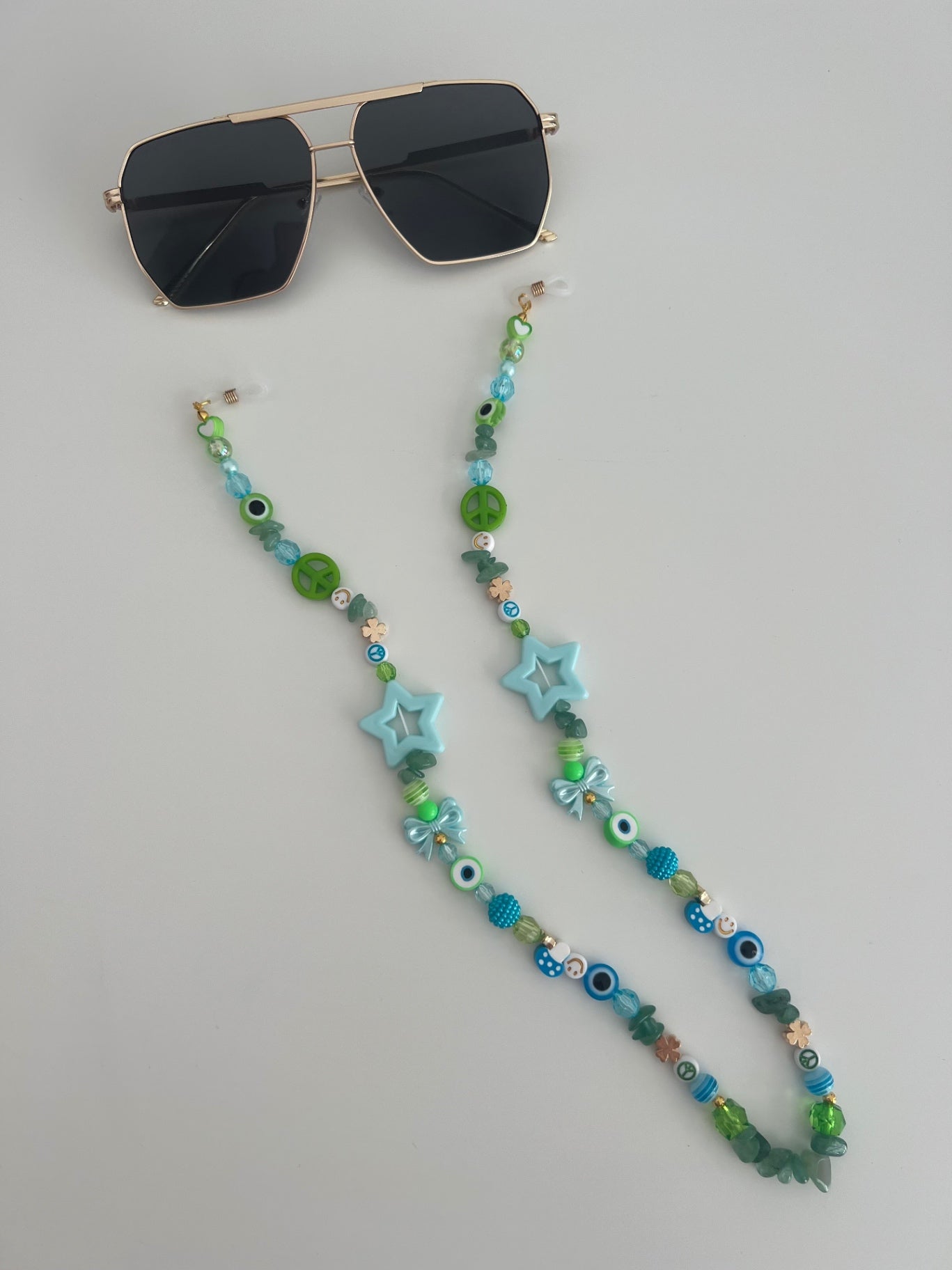 Shine bright sunglasses strap - blue/green (gold)