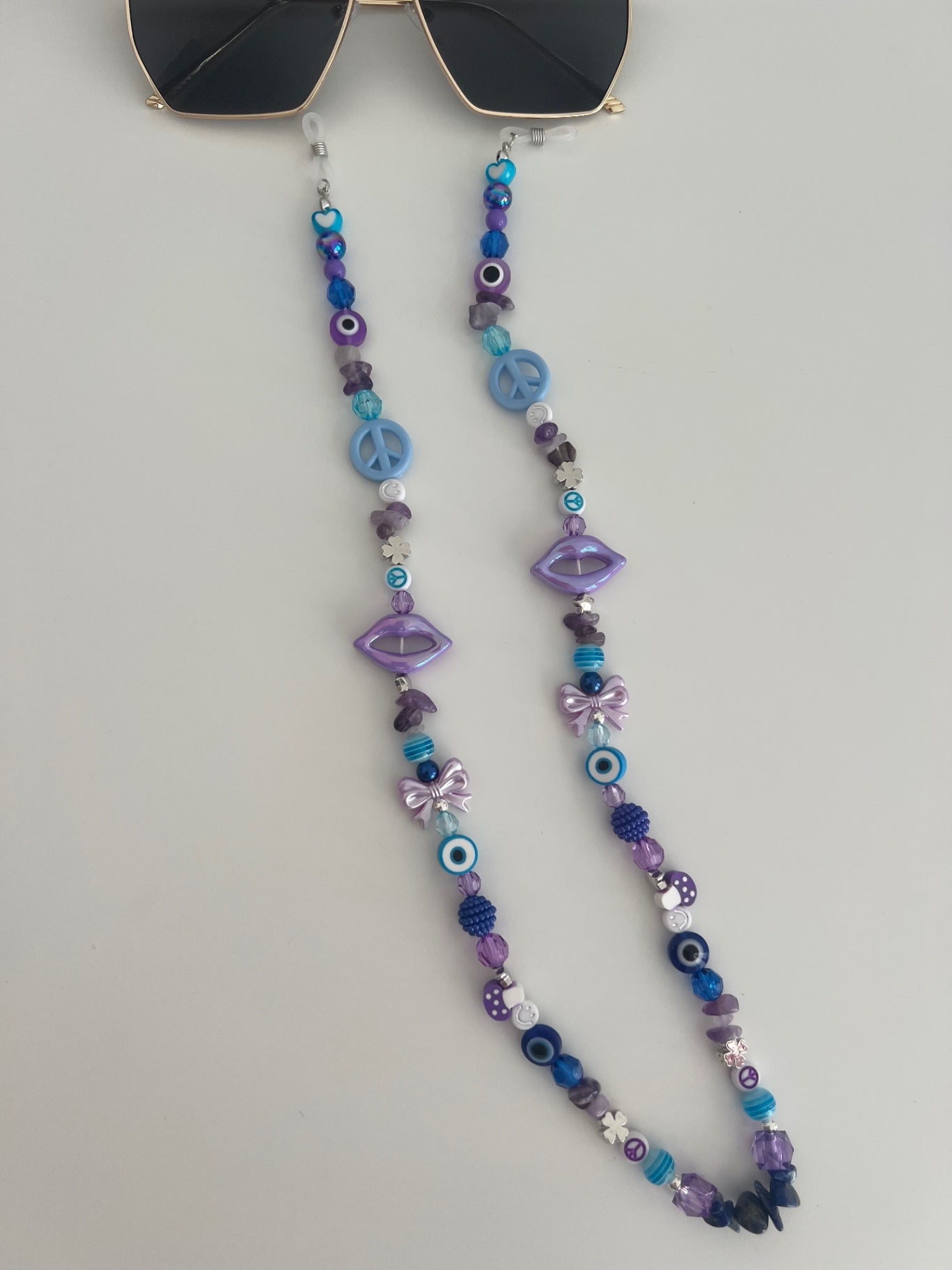 Twin flame sunglasses strap - blue/purple (silver)