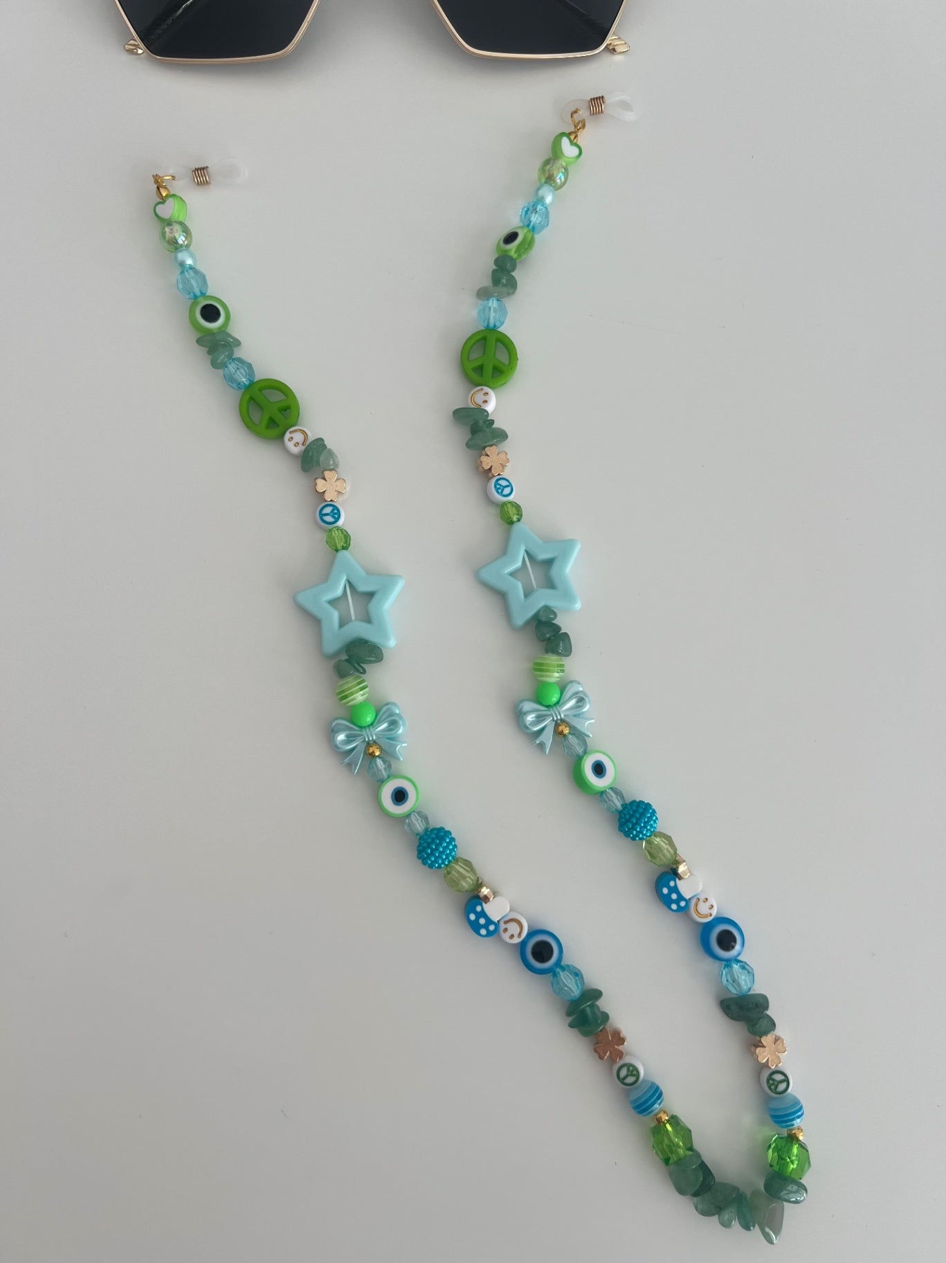 Shine bright sunglasses strap - blue/green (gold)
