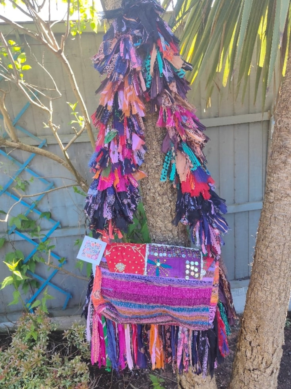 Frill sari cross body bag