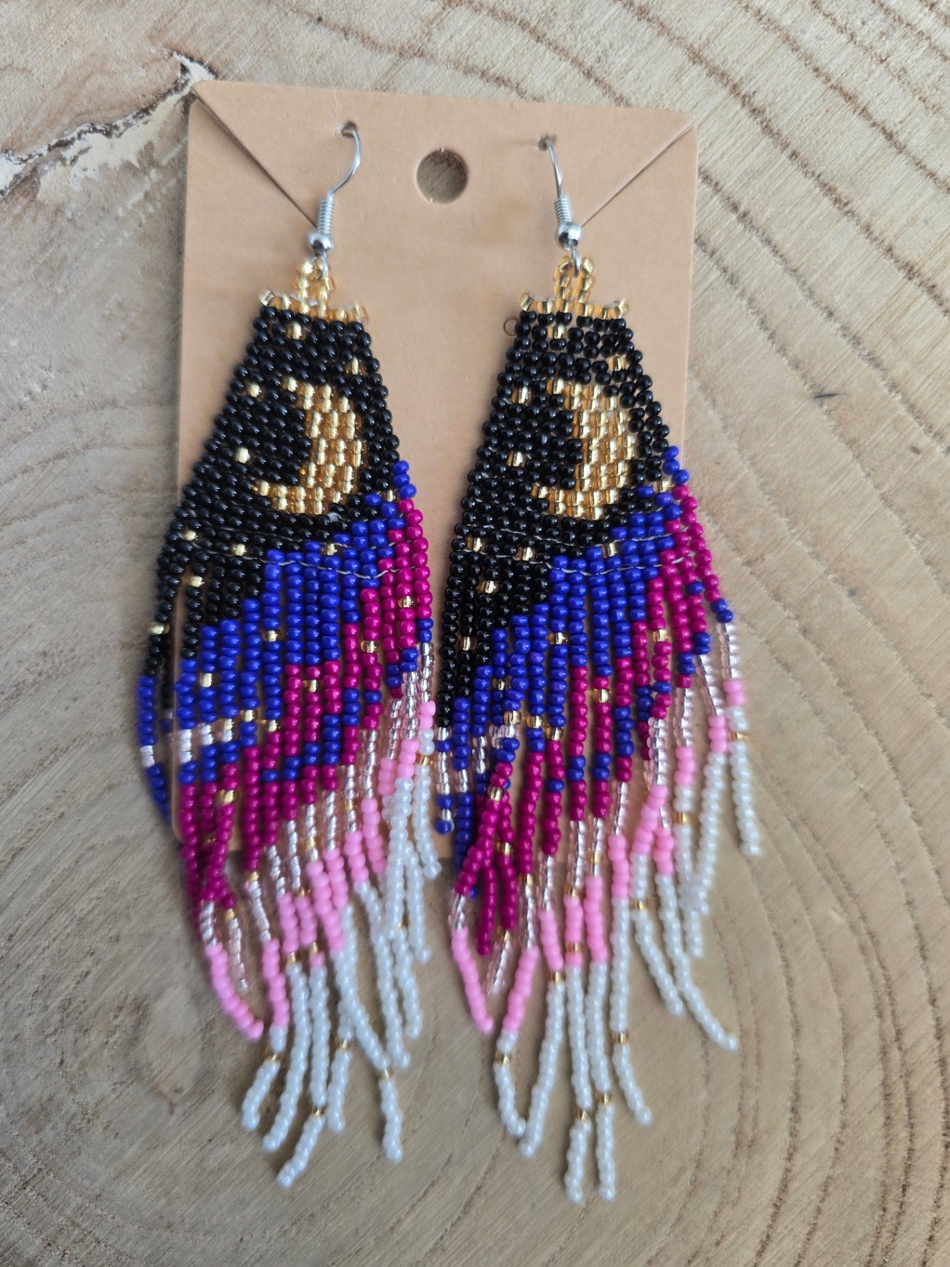 Gold moon beaded earrings