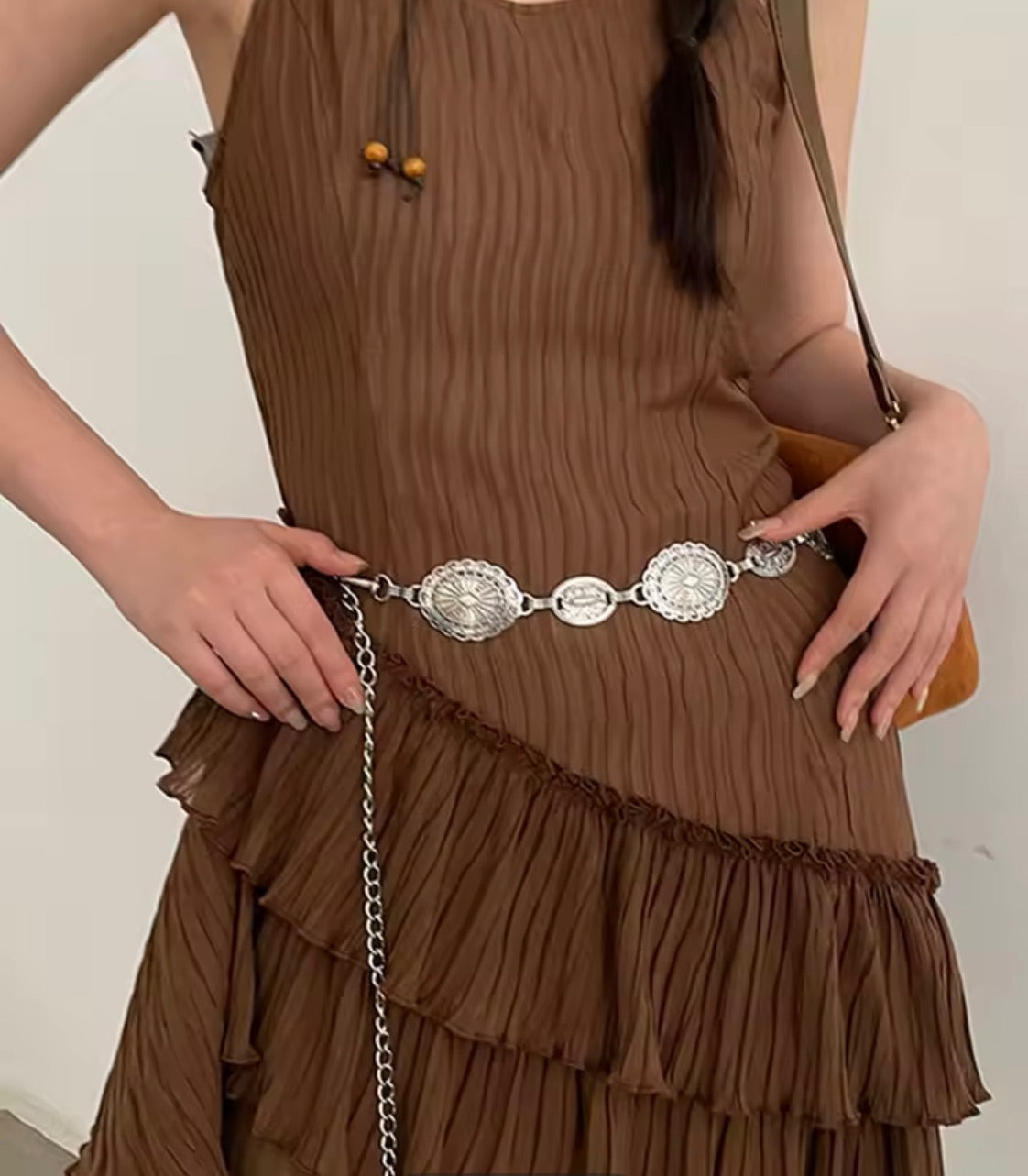 Silver Boho Concho Charm Belt