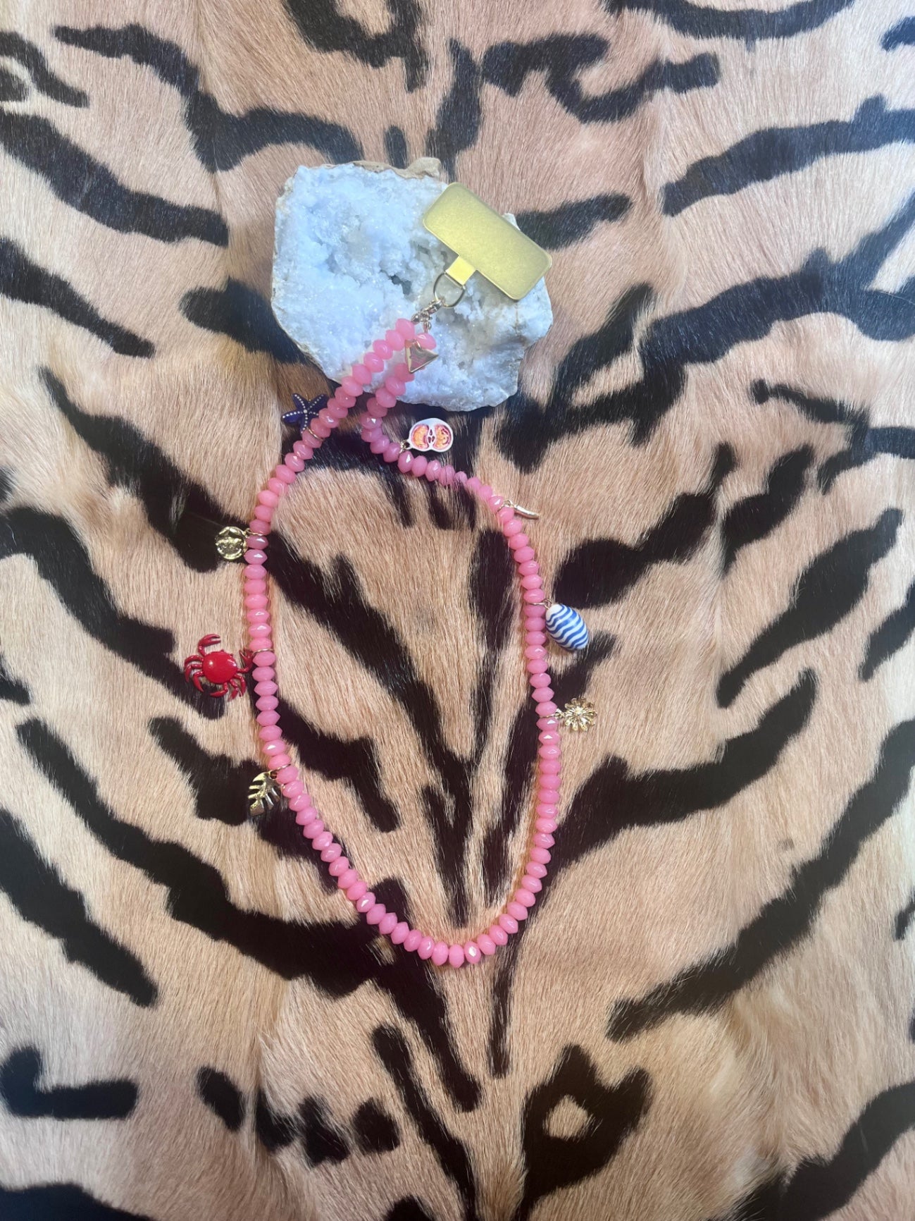 Coral Crush Beaded Phone Lanyard – Ocean Charm Edition
