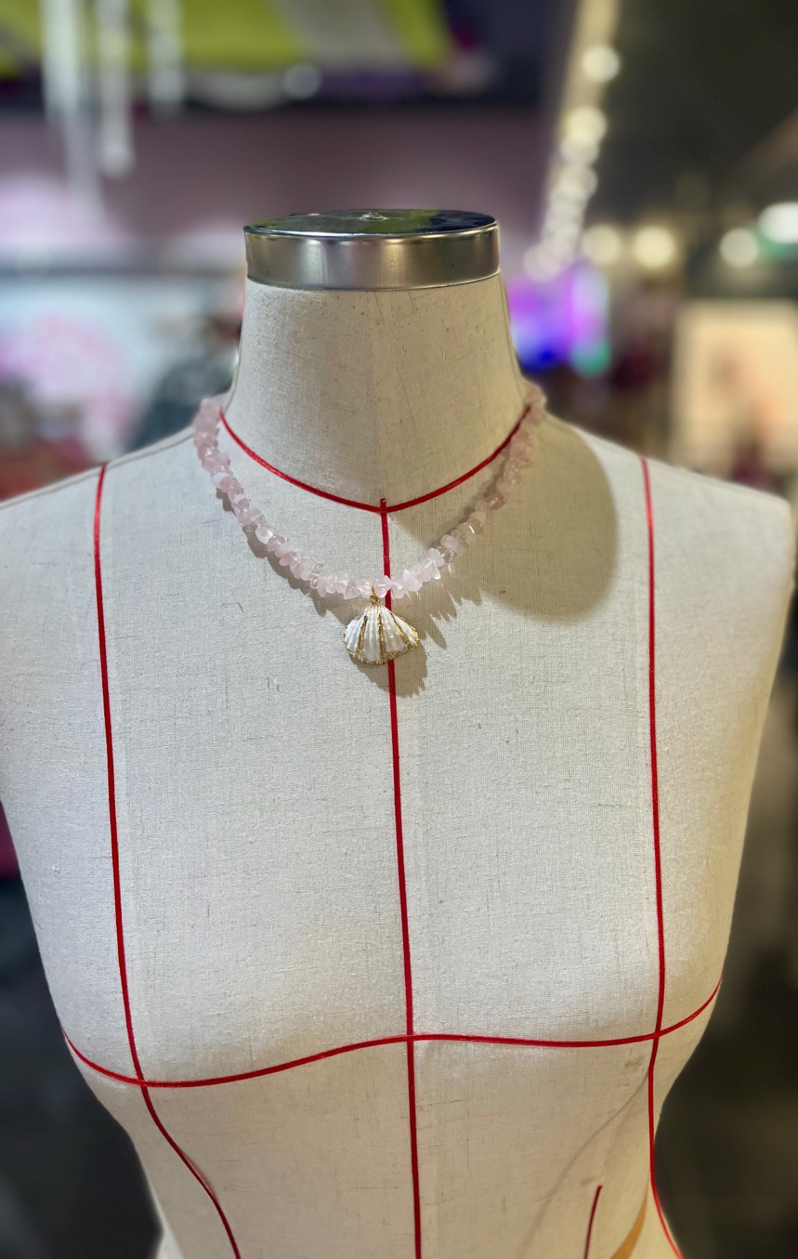 🌸 Ocean Heart Rose Quartz Necklace 🐚