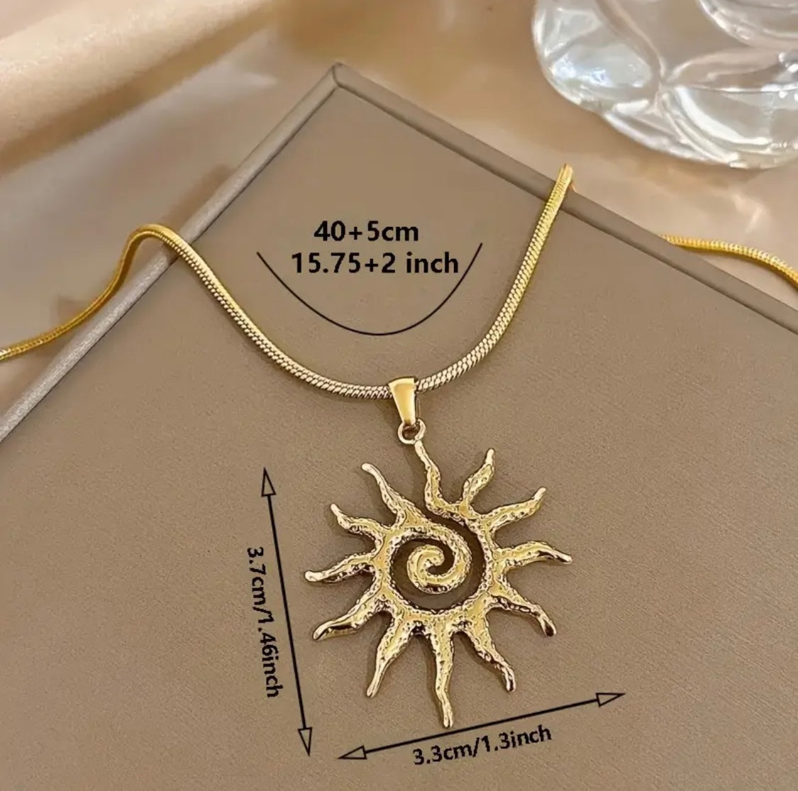 Golden Solis Pendant – Stainless Steel Necklace