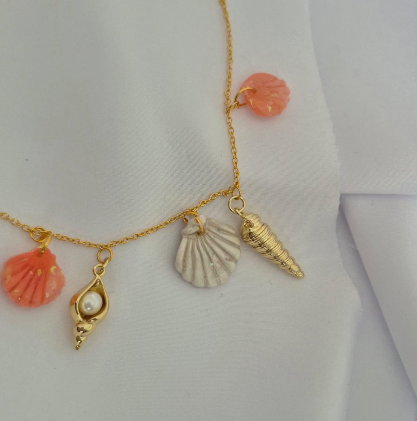 Coral 5-Charm necklace