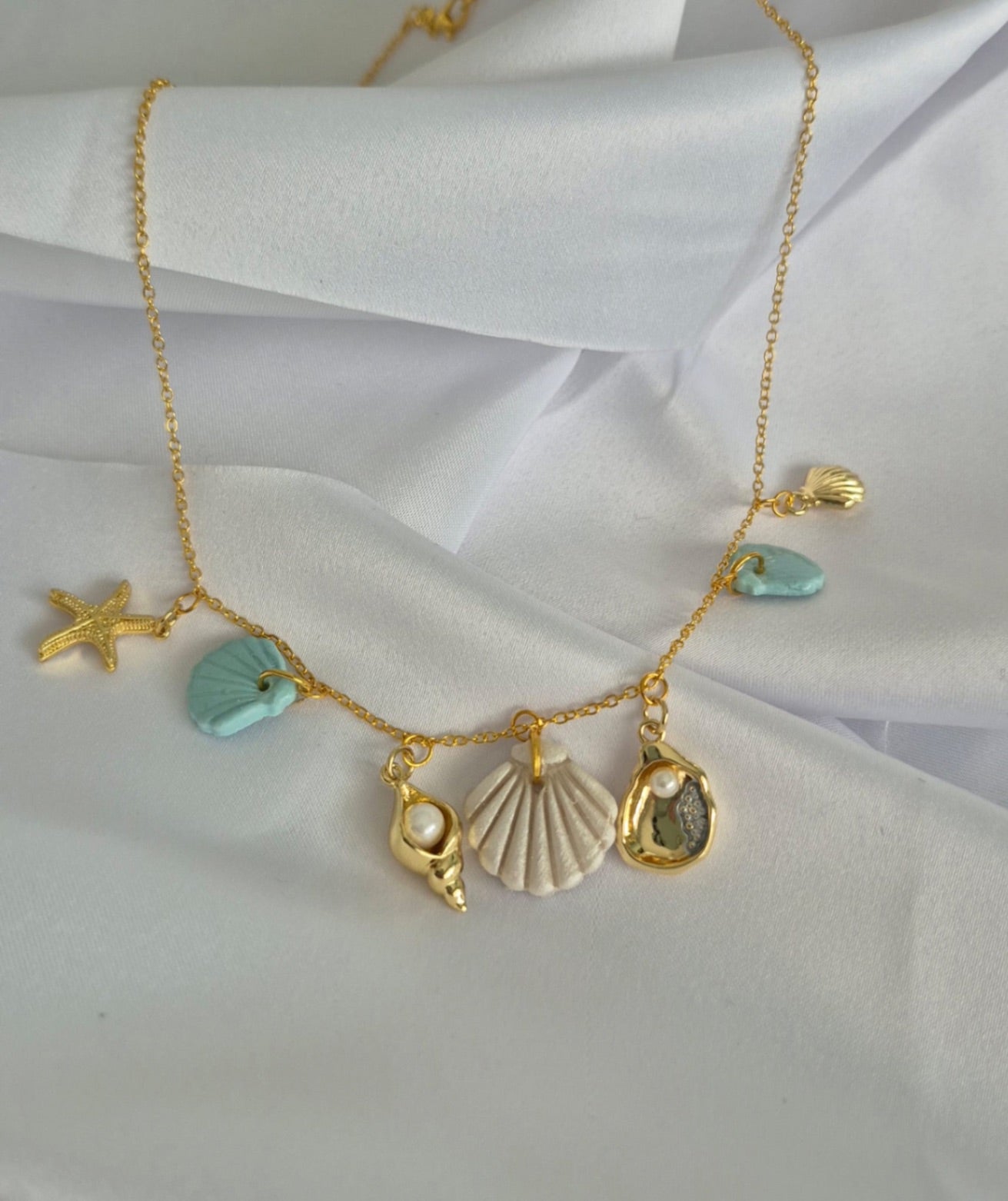 Blue 7-Charm Necklace