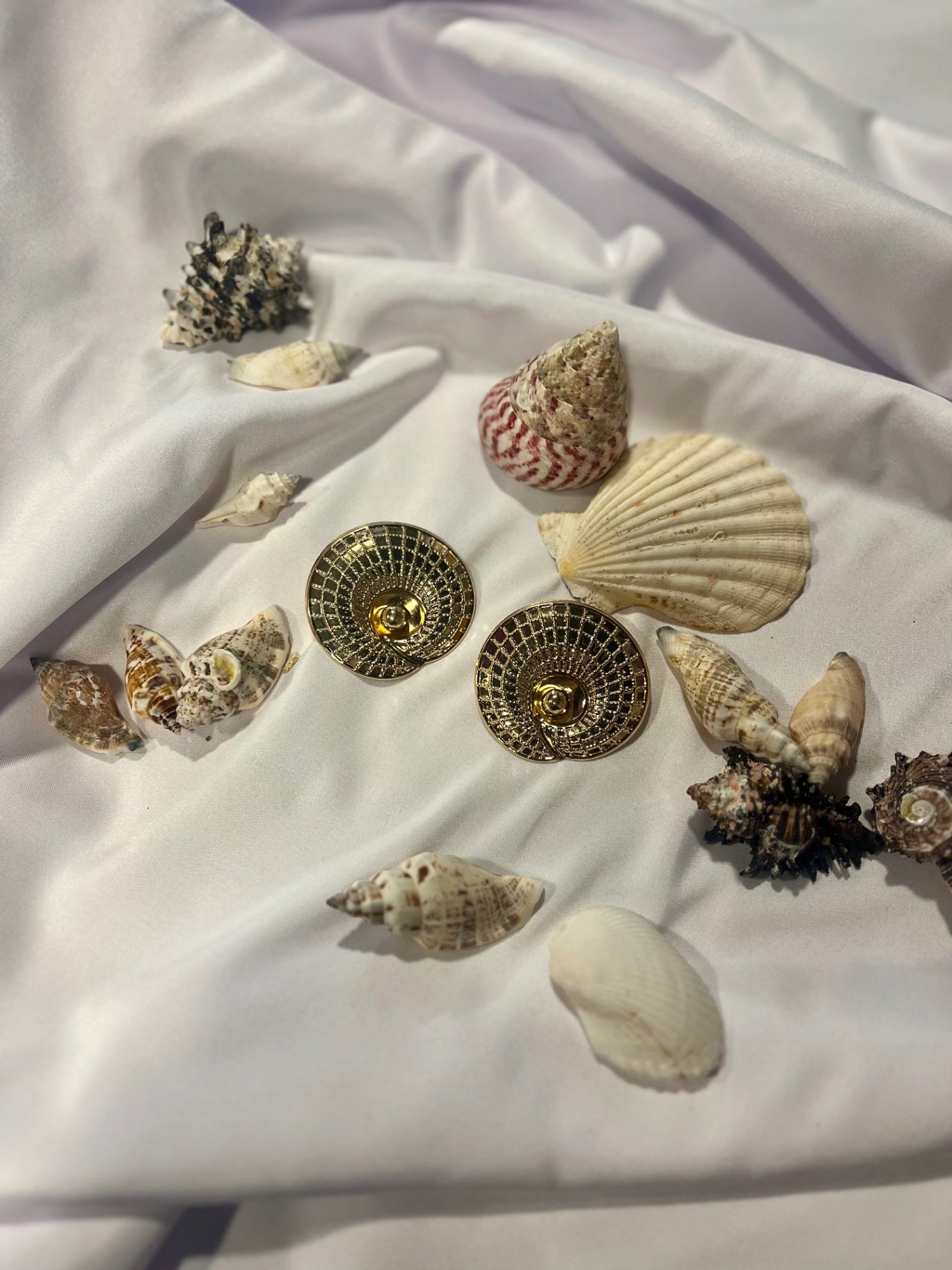 Golden Spiral Shell Earrings – Ocean-Inspired Treasures