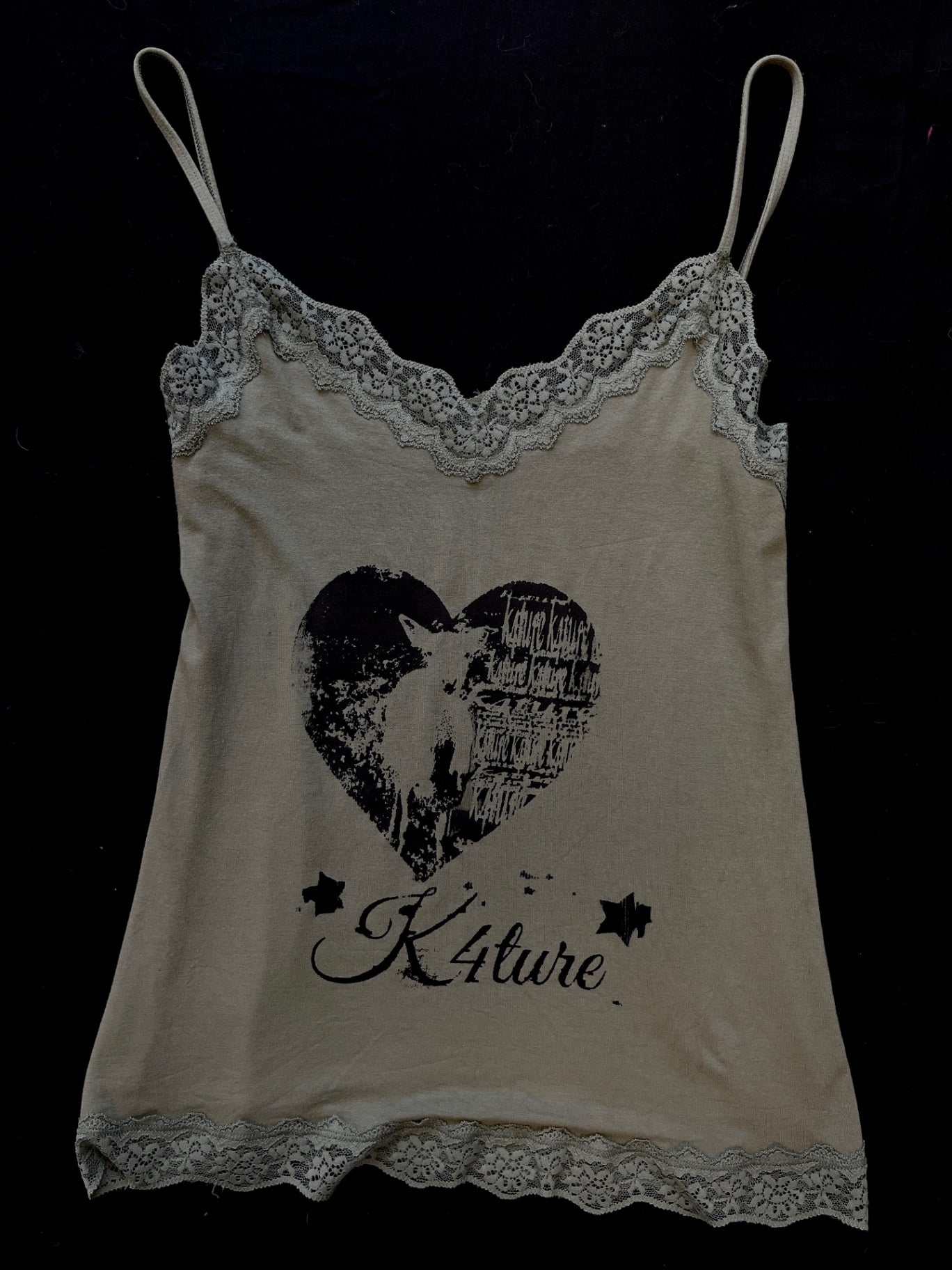K4TURE dark green lace cami with deer (Size 12)