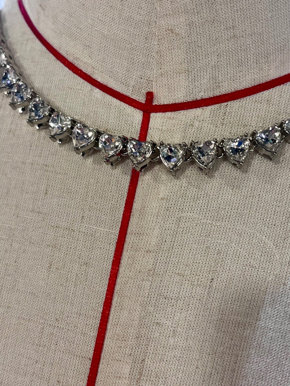 Moonlit Heart Tide Choker – Stainless Steel & Zirconia Crystal