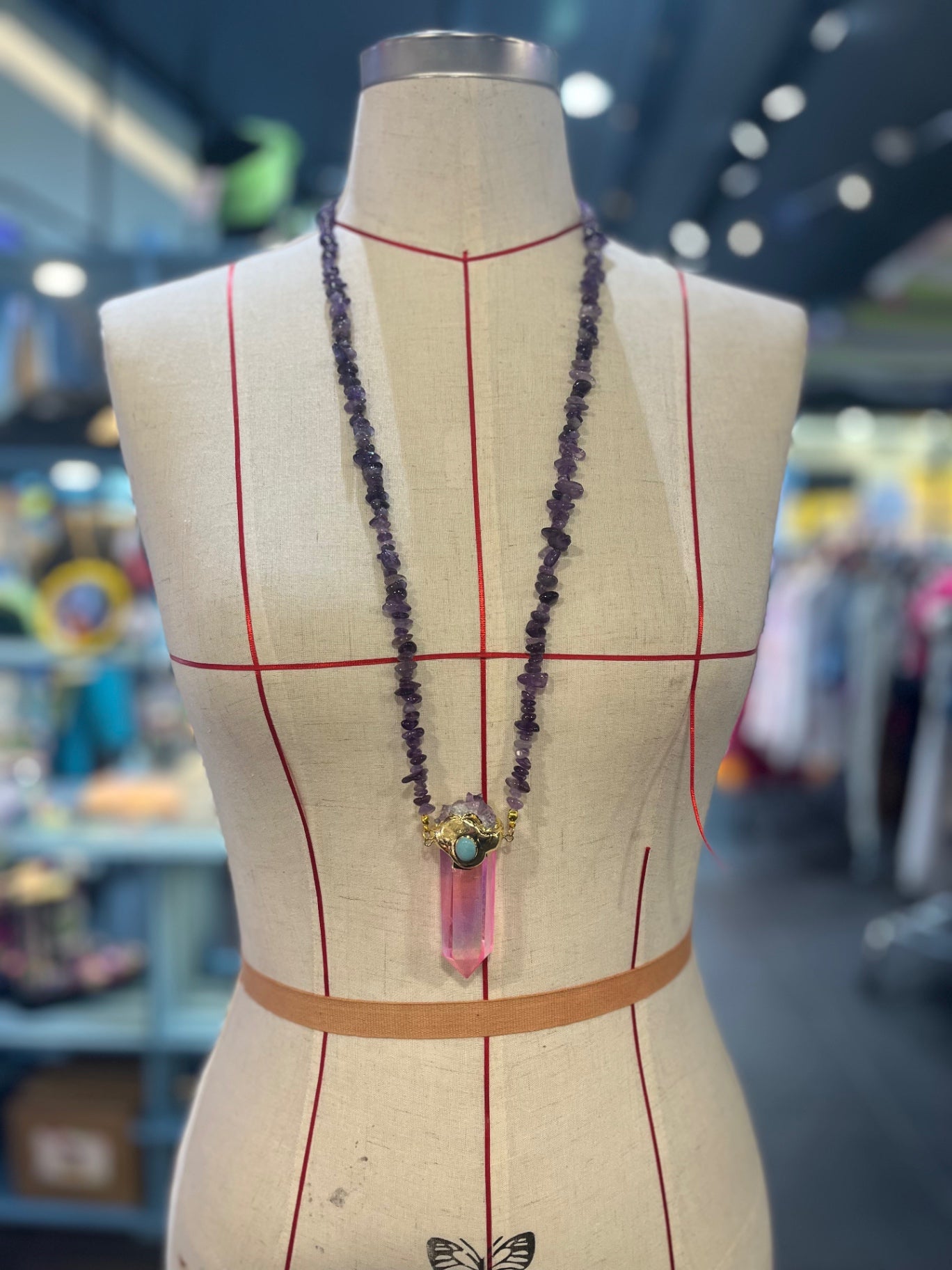 Heart Portal Amulet – Bali Edition | Pink Aura Quartz & Amethyst Necklace