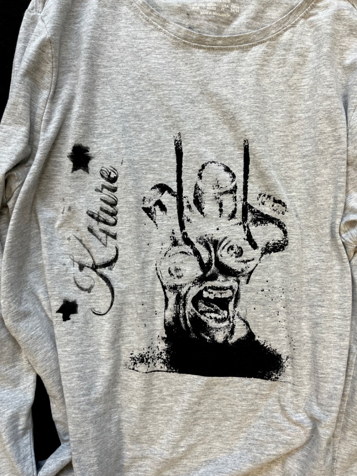 K4TURE ‘stop staring at my breasts!’ long sleeve top (Size 2XL)