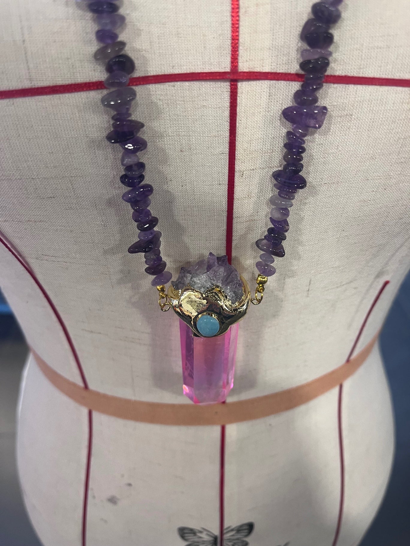 Heart Portal Amulet – Bali Edition | Pink Aura Quartz & Amethyst Necklace
