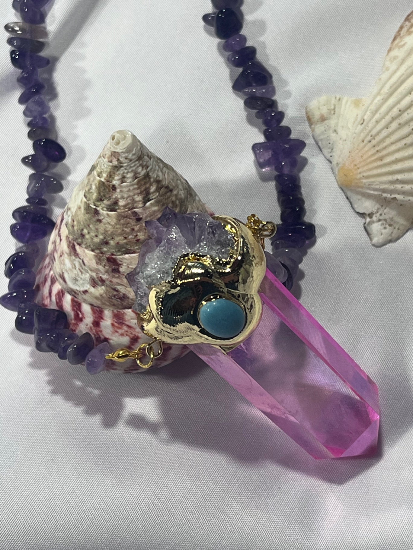 Heart Portal Amulet – Bali Edition | Pink Aura Quartz & Amethyst Necklace