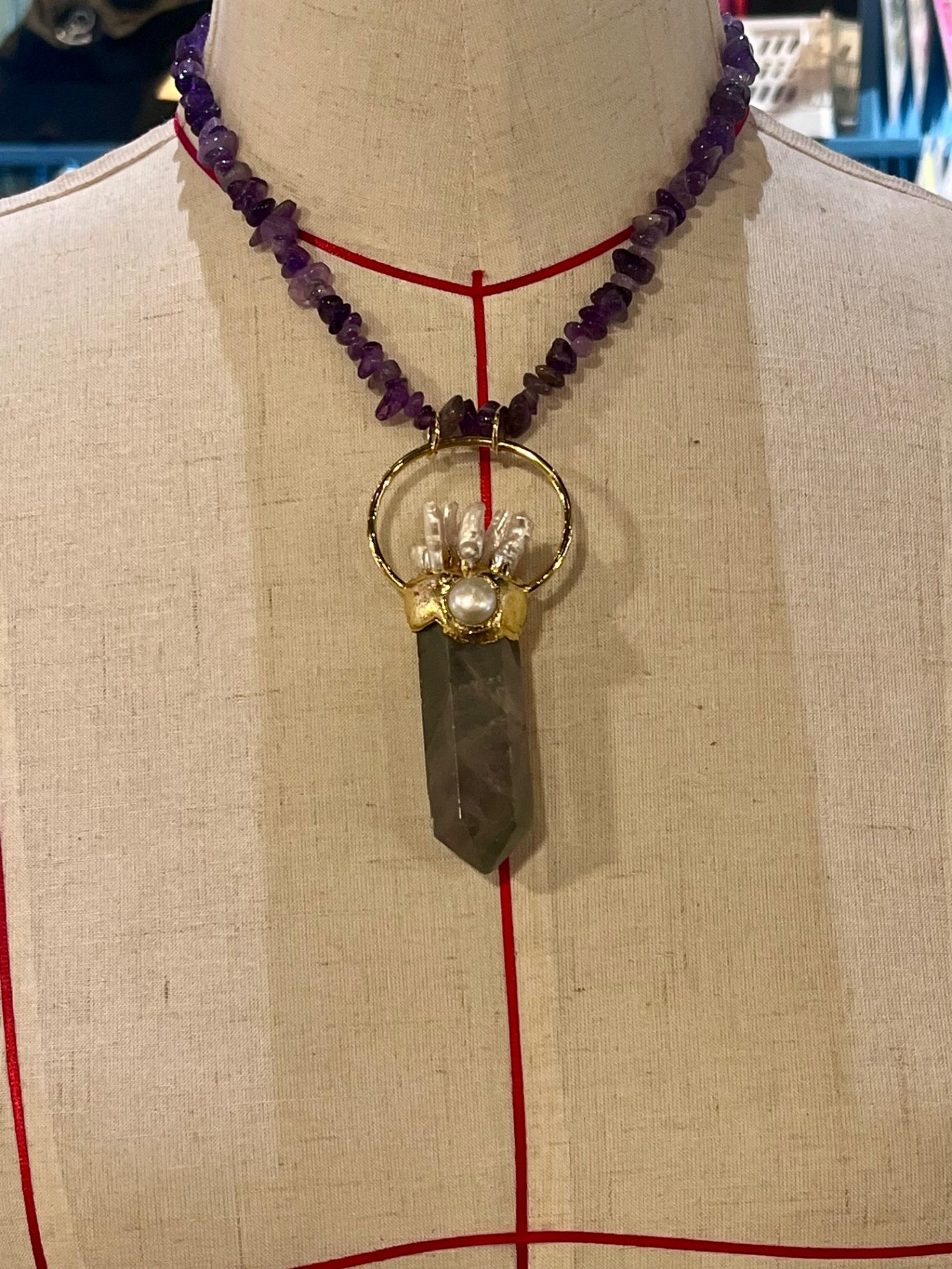 Ocean Priestess Necklace – Bali Edition | Fluorite, Pearl & Coral Talisman