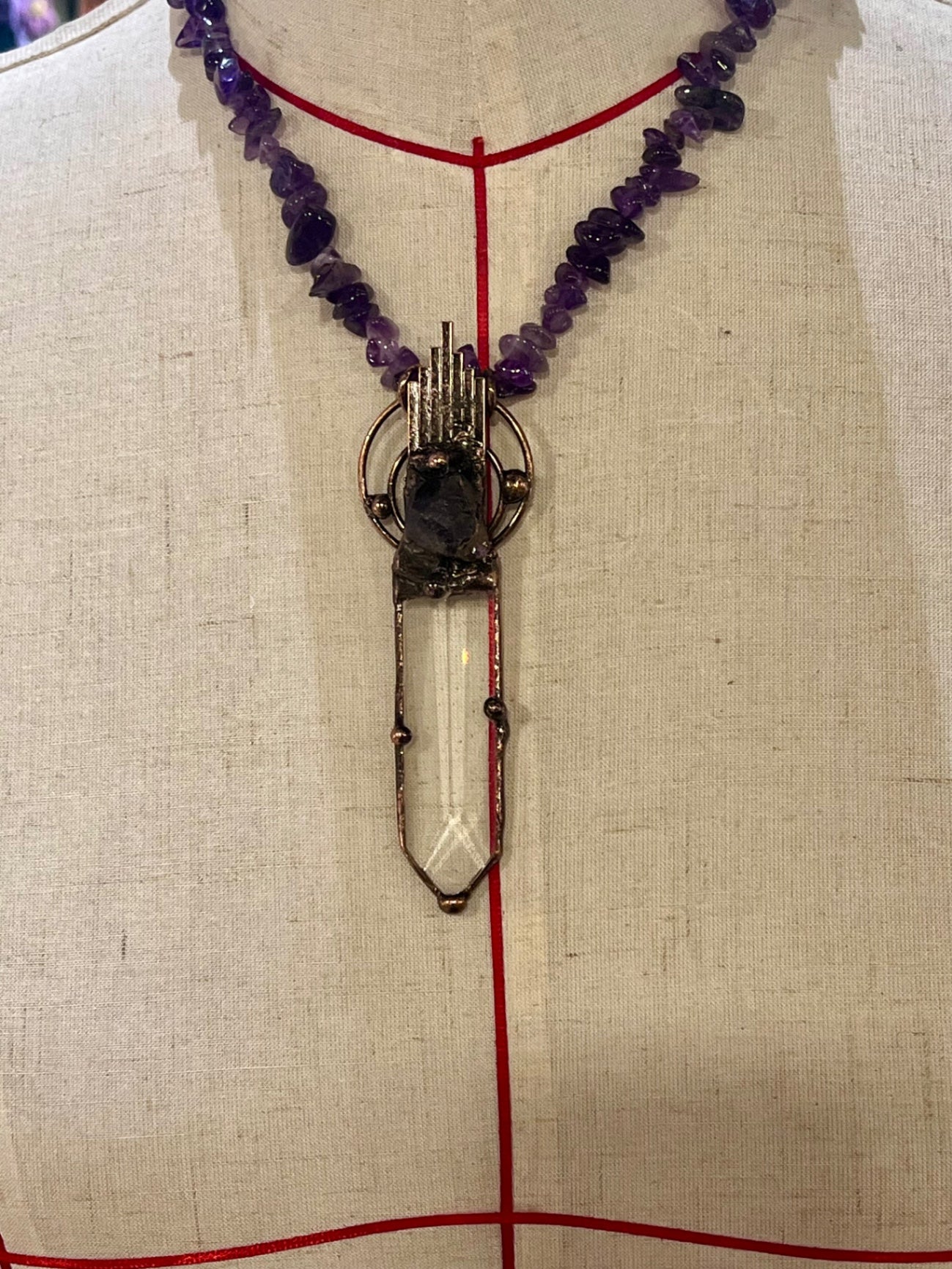 Temple Guardian Necklace – Bali Edition | Amethyst & Glass Talisman