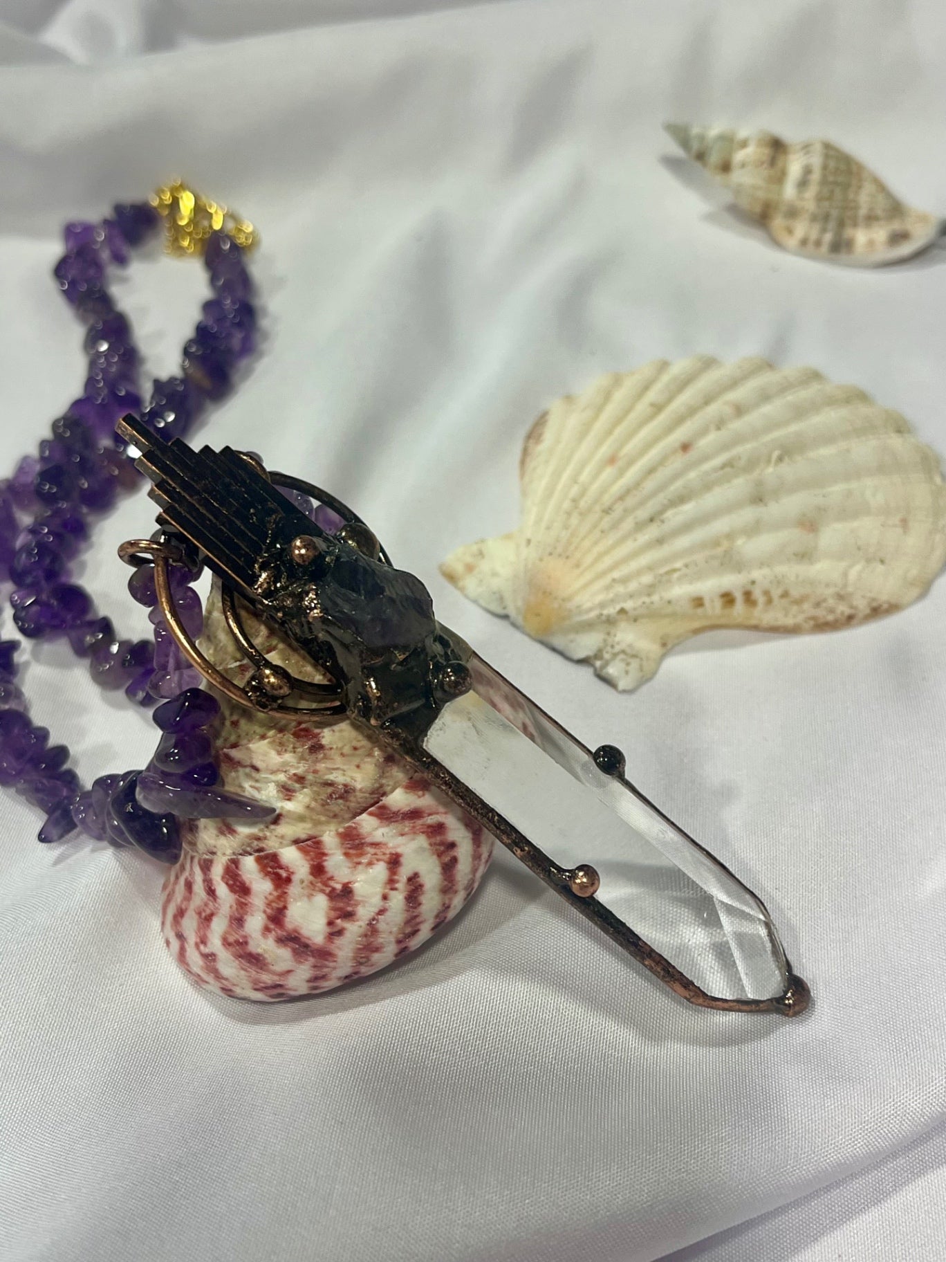 Temple Guardian Necklace – Bali Edition | Amethyst & Glass Talisman