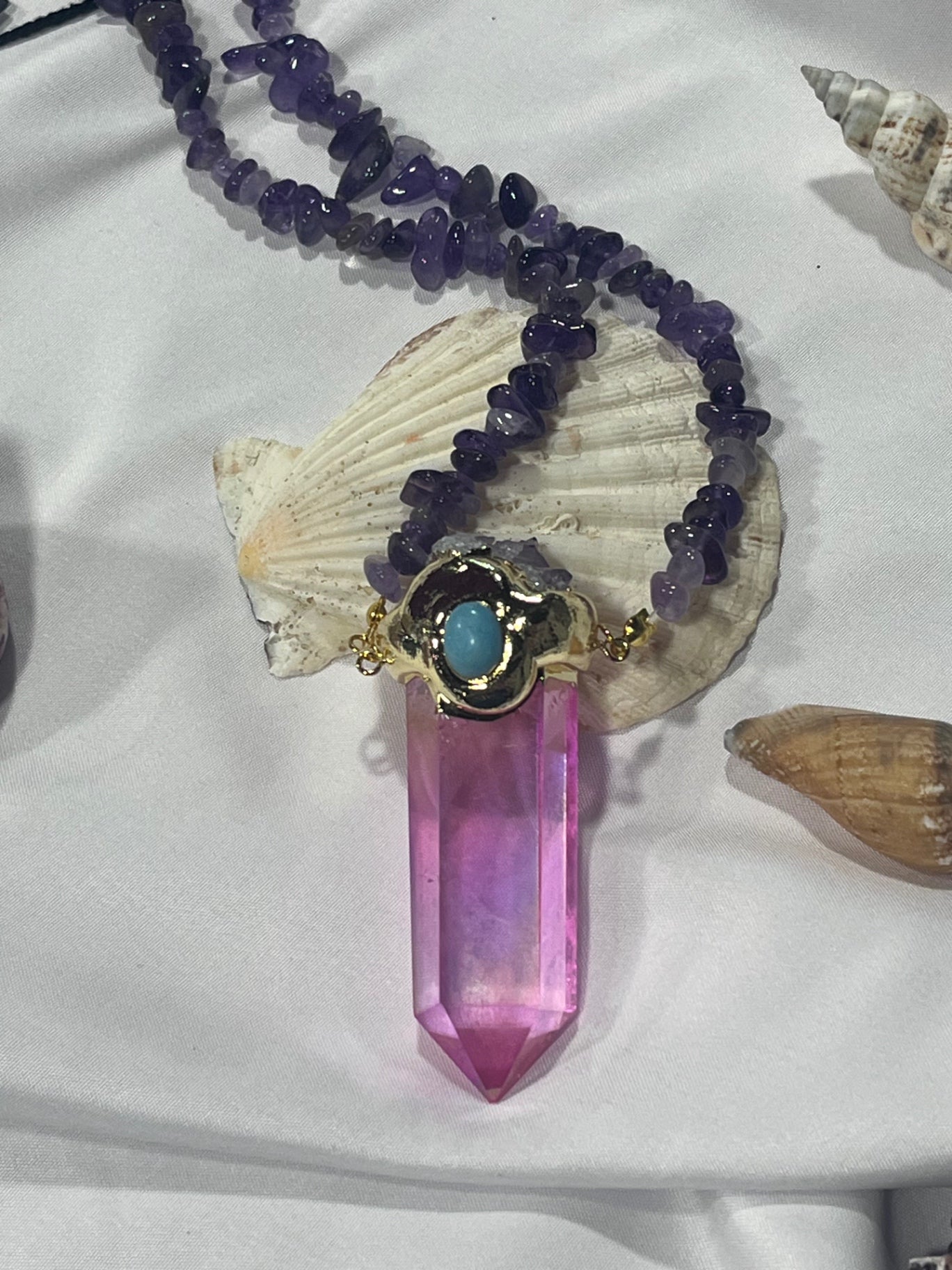 Heart Portal Amulet – Bali Edition | Pink Aura Quartz & Amethyst Necklace