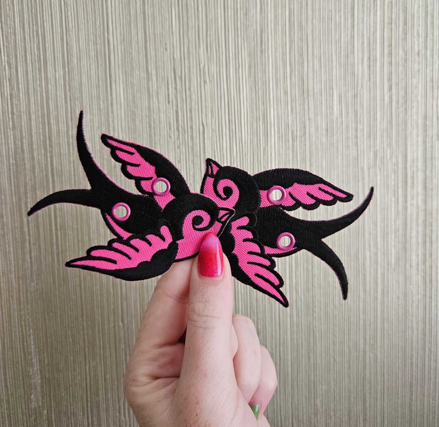 Black and Pink Swallow Duo Lace Accessories