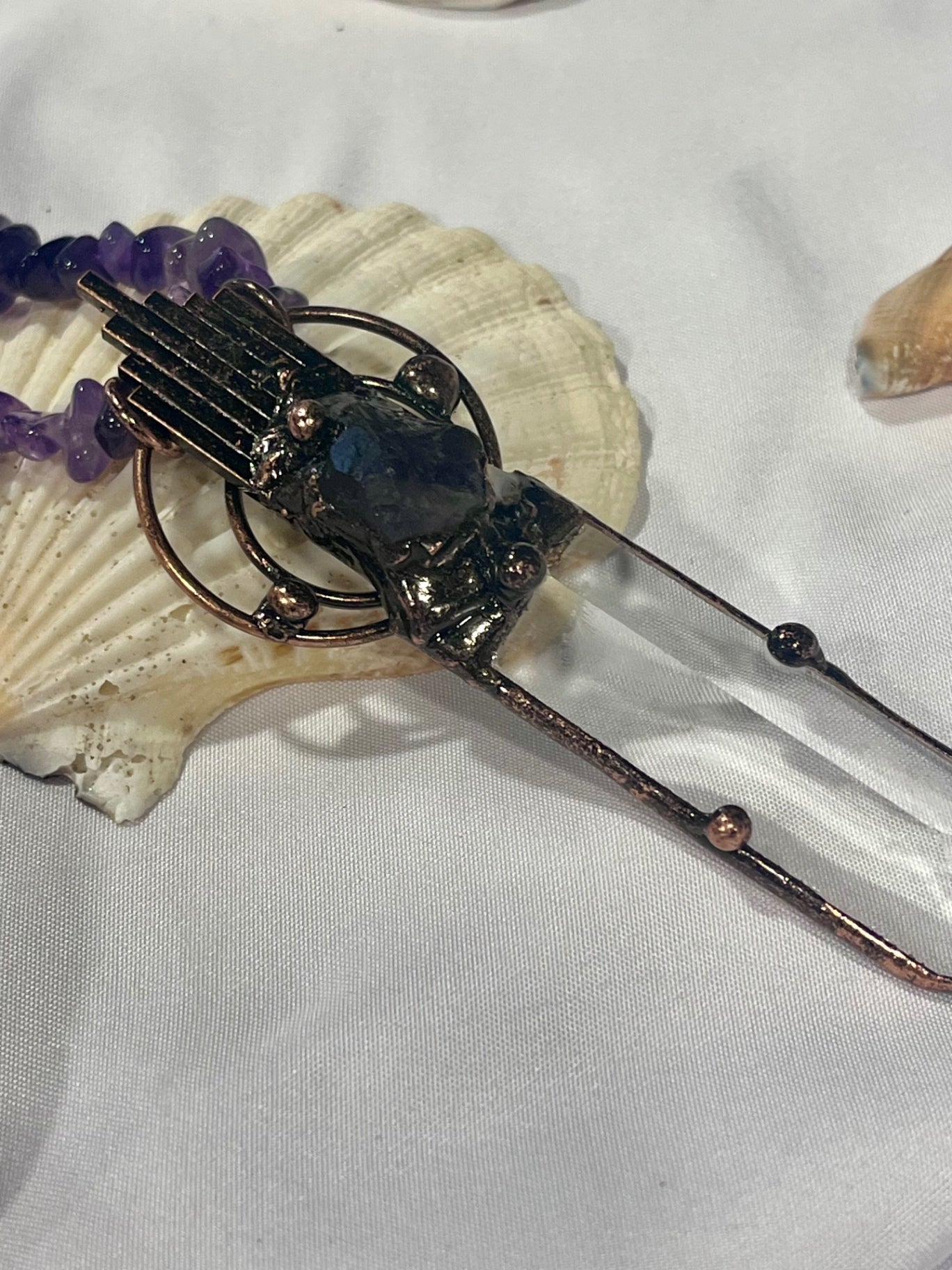 Temple Guardian Necklace – Bali Edition | Amethyst & Glass Talisman