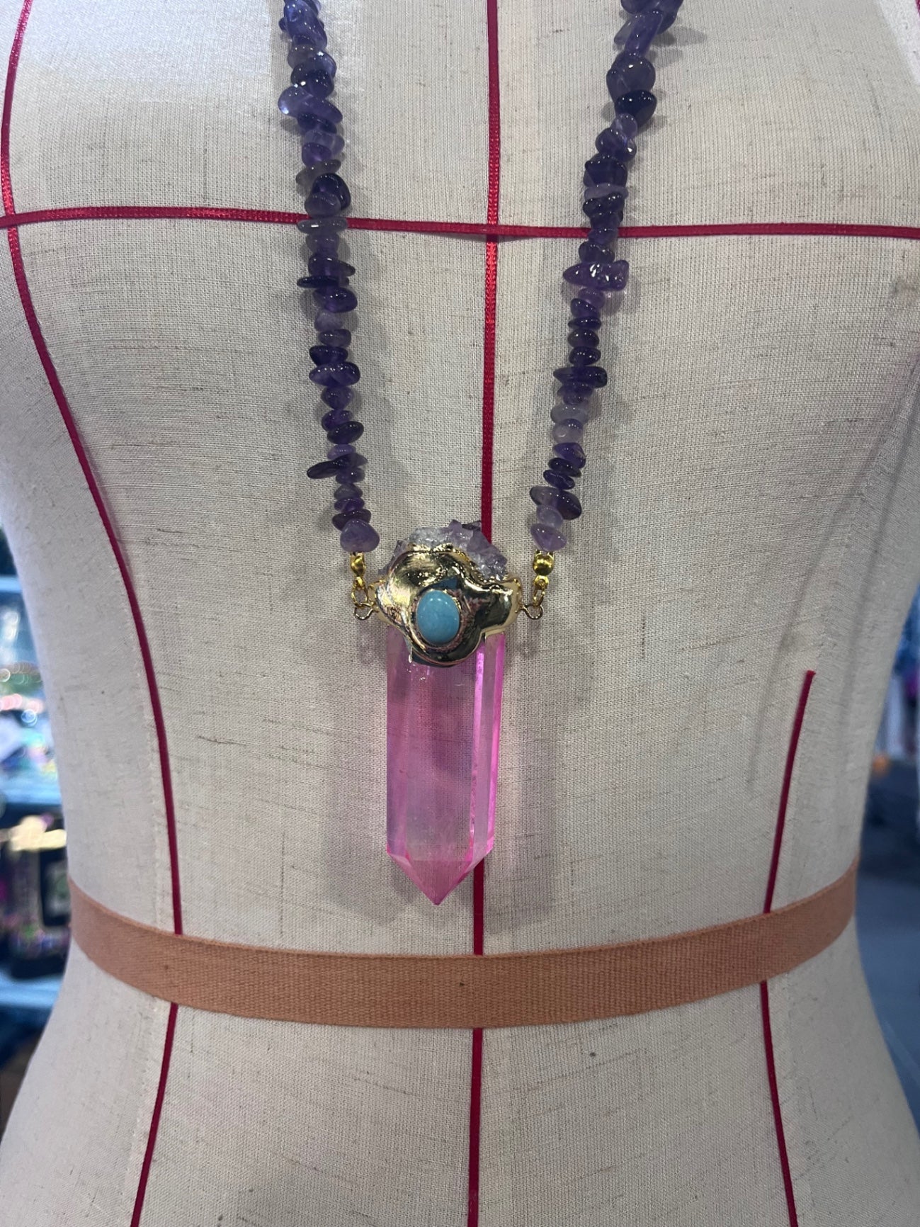Heart Portal Amulet – Bali Edition | Pink Aura Quartz & Amethyst Necklace