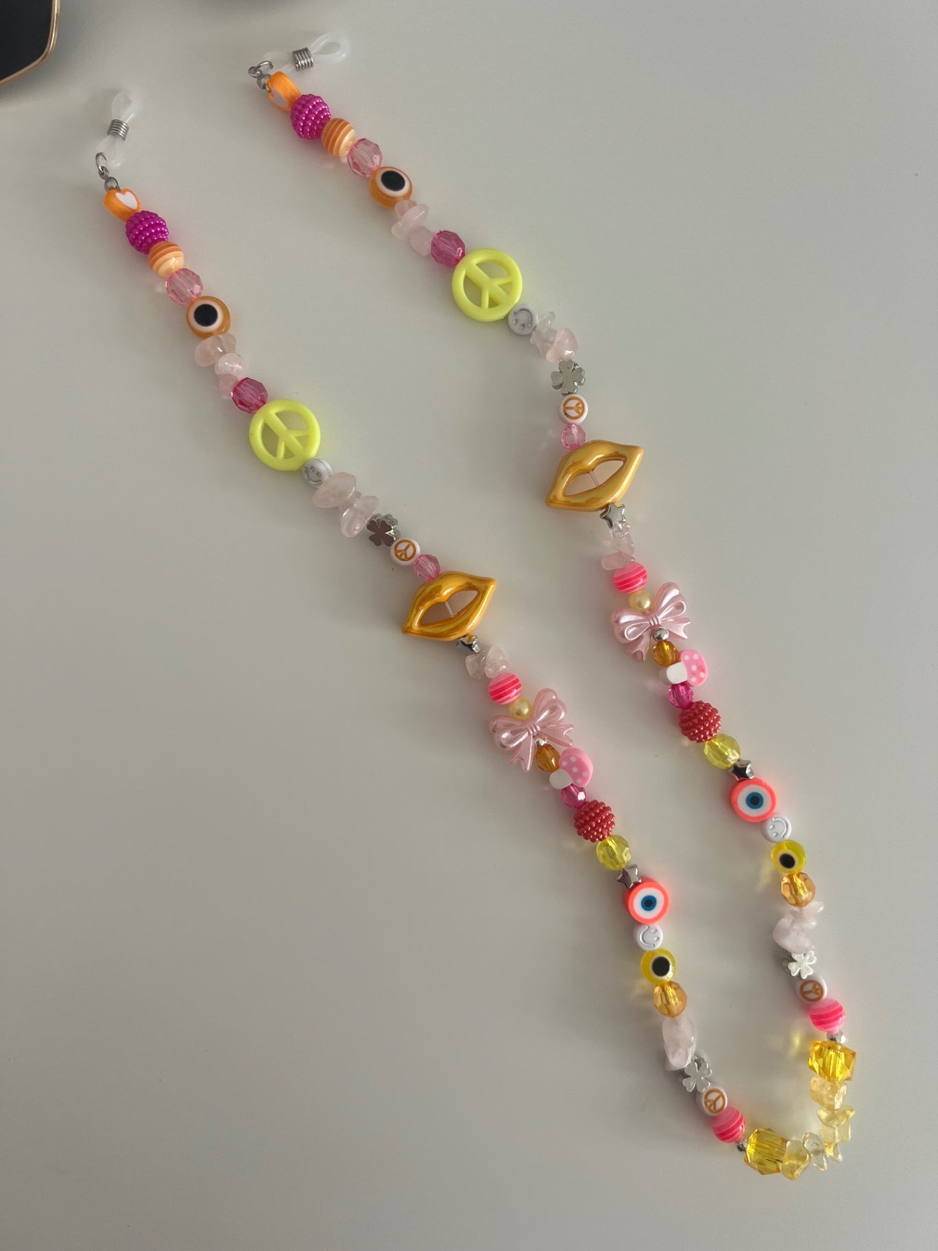 Twin flame sunglasses strap (silver) - pink/orange/yellow