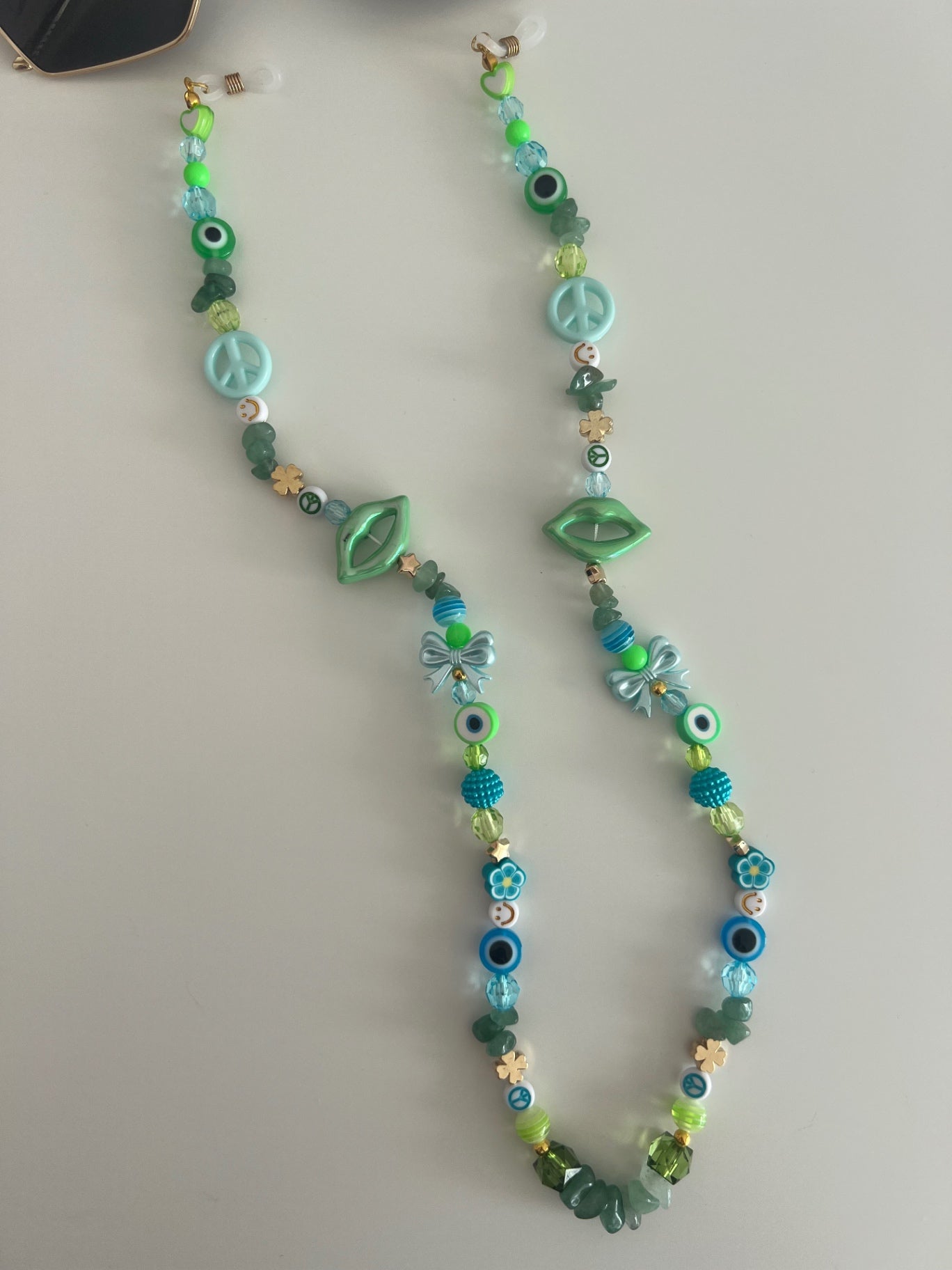 Twin flame sunglasses strap (gold) - blue/green