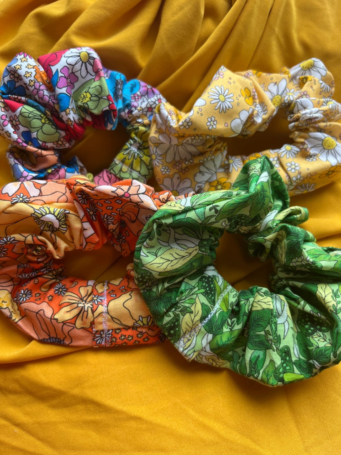 Scrunchie Set - Rainbow Garden Citrus
