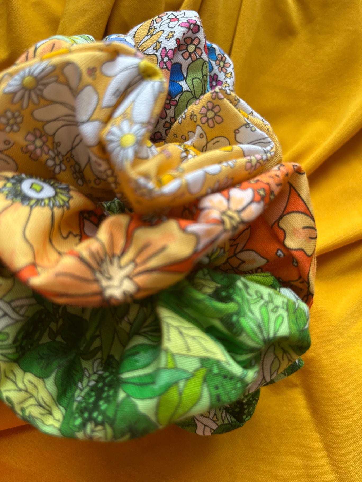 Scrunchie Set - Rainbow Garden Citrus