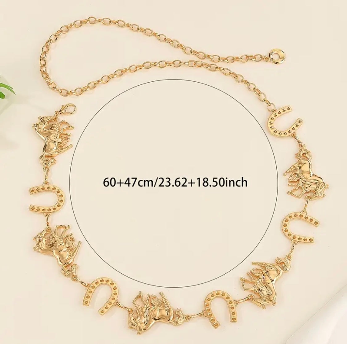 Golden Gallop Horseshoe Chain Belt