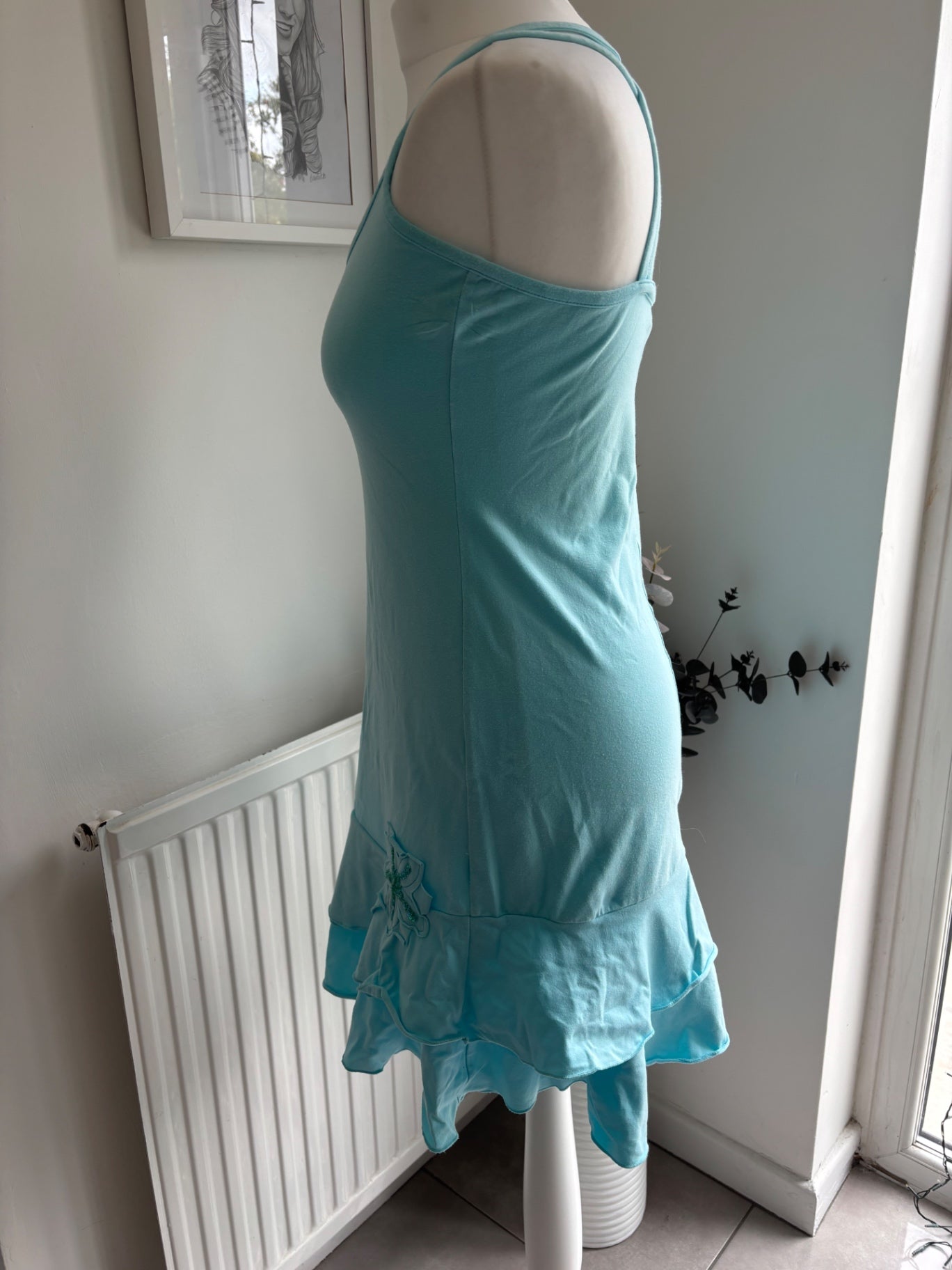 Blue dress with straps and flower size 12