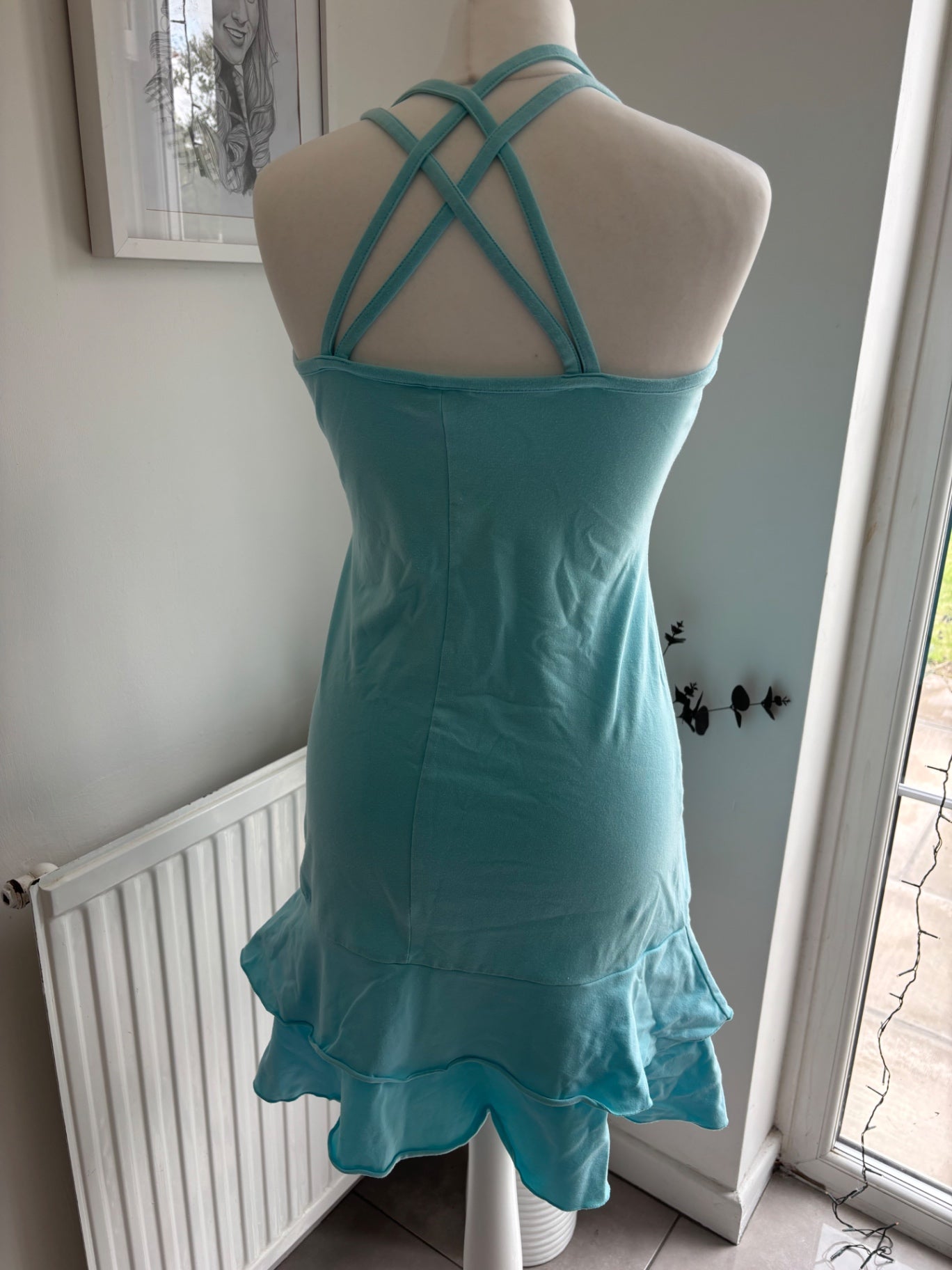 Blue dress with straps and flower size 12
