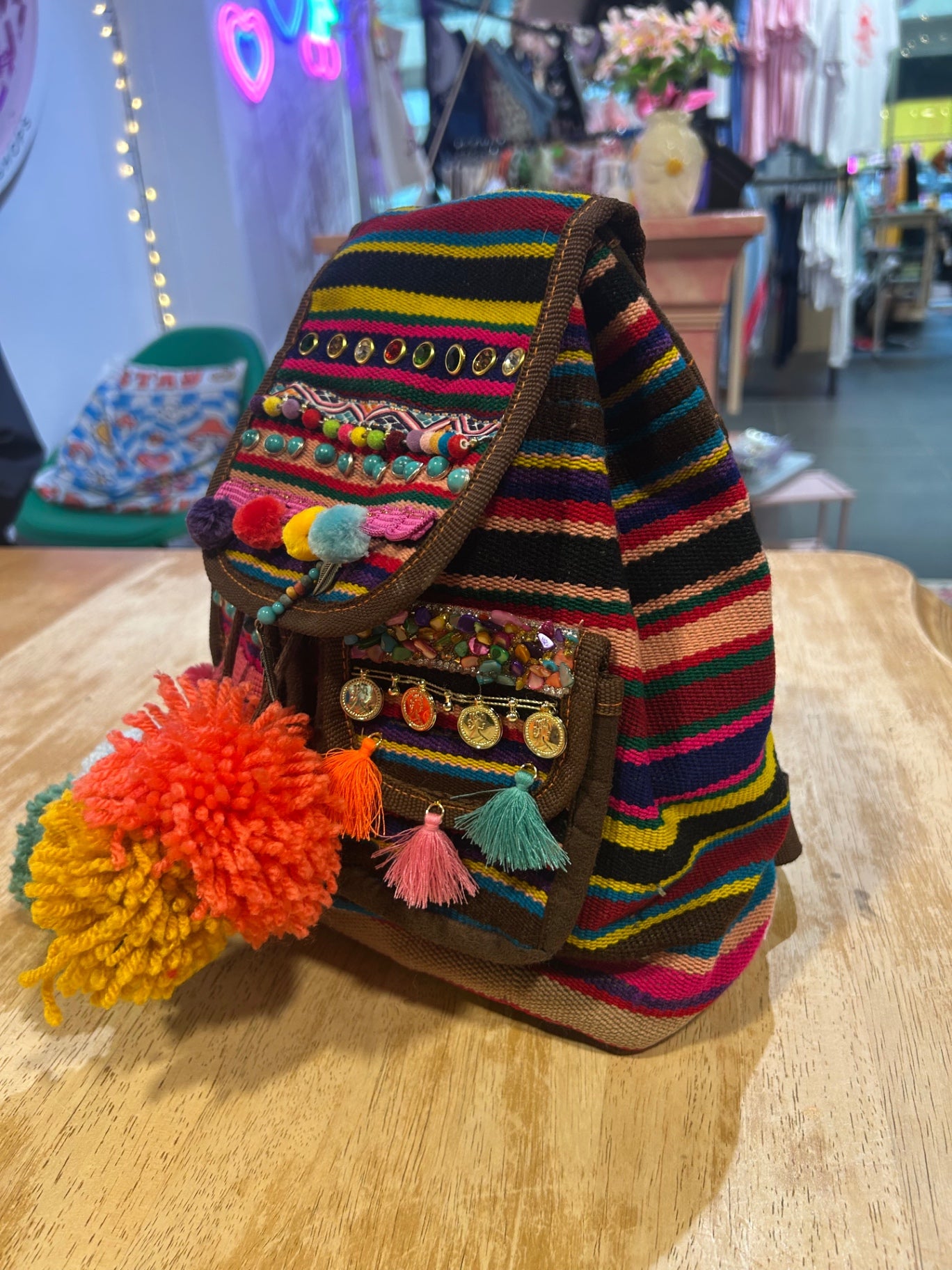 Reworked Backpack with Hand Sewn Embelishments