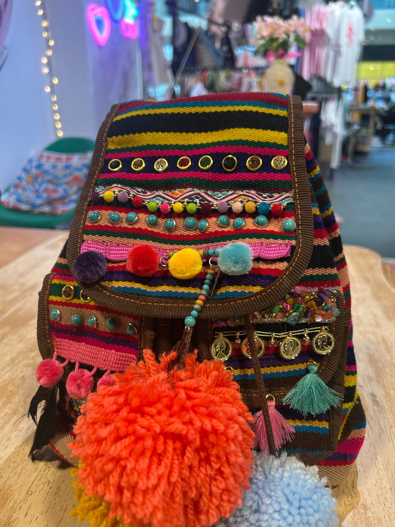 Reworked Backpack with Hand Sewn Embelishments