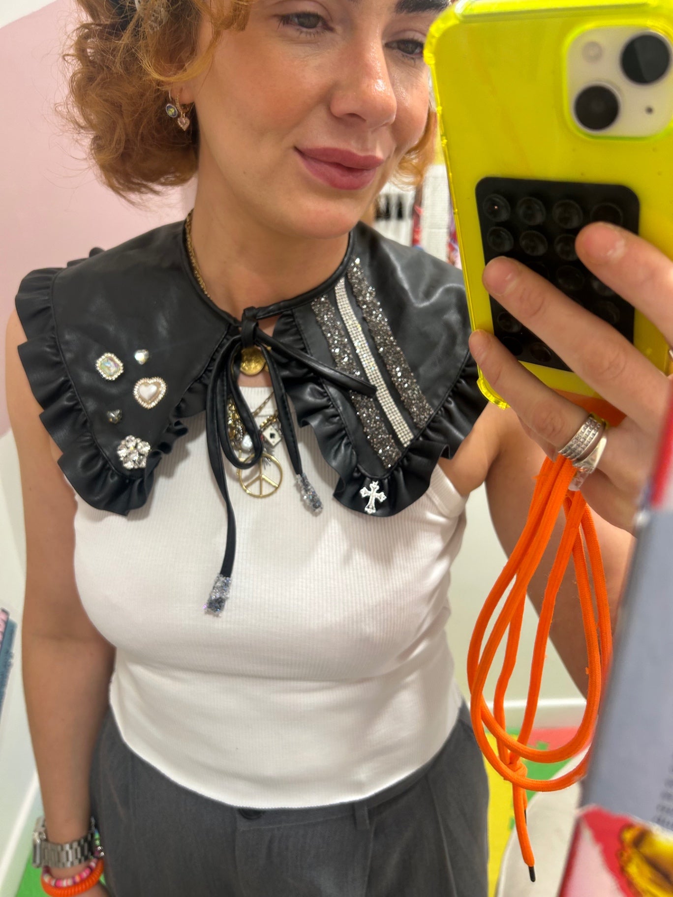 Reworked Faux Leather Collar