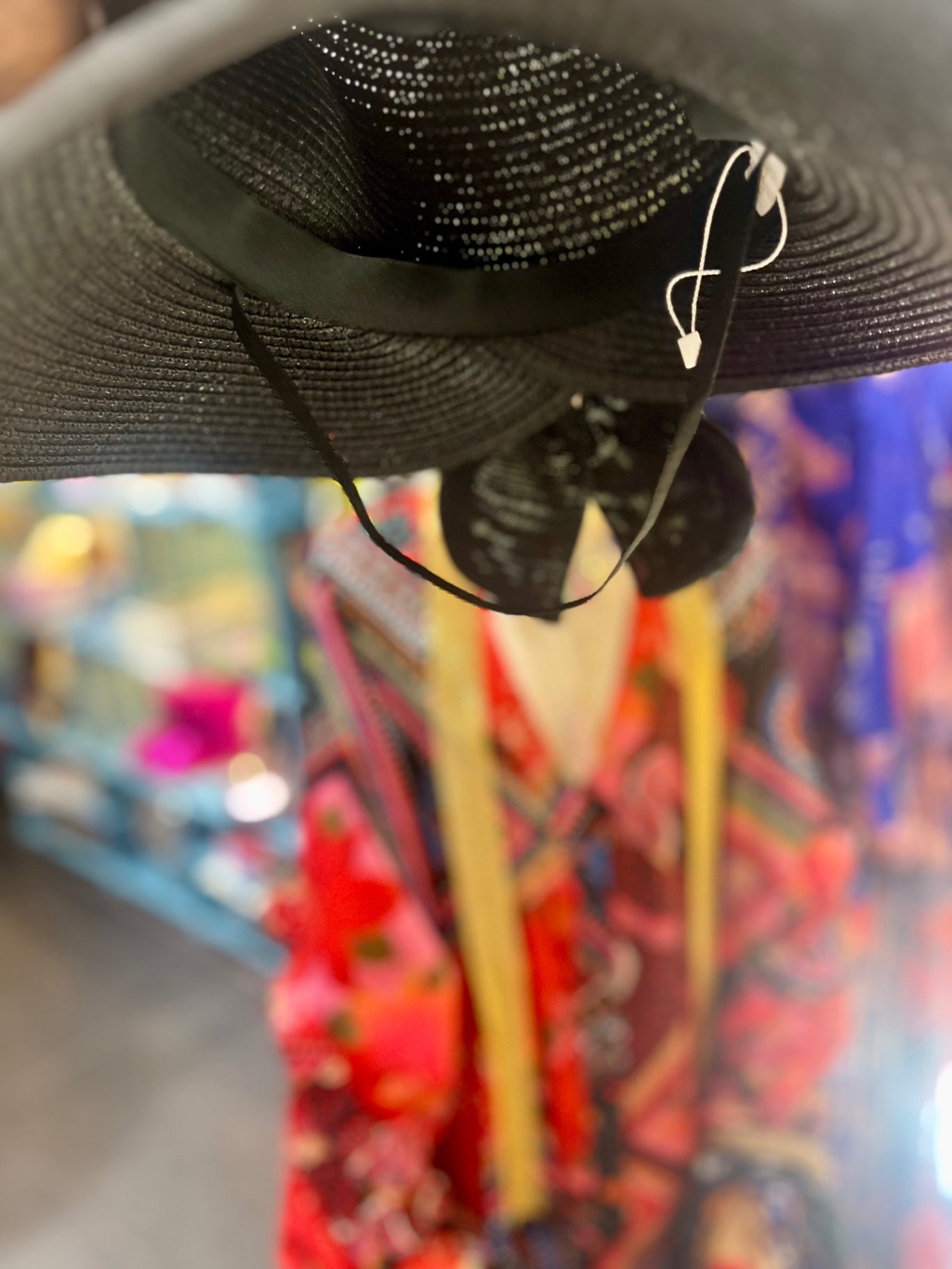 🖤 “Shadow Belle” Wide-Brim Hat Elegant Bow | Adjustable Fit | Lightweight Black Weave