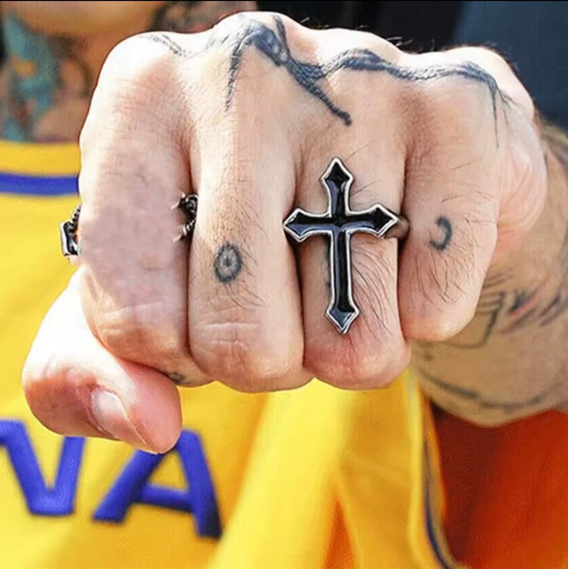 Shadow Cross Stainless Steel Ring