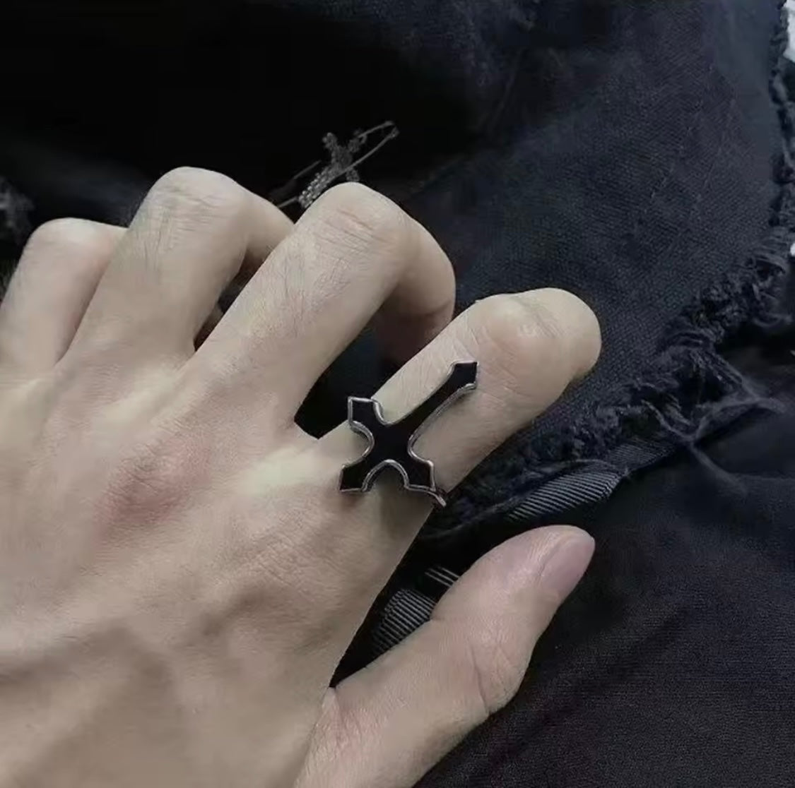 Shadow Cross Stainless Steel Ring