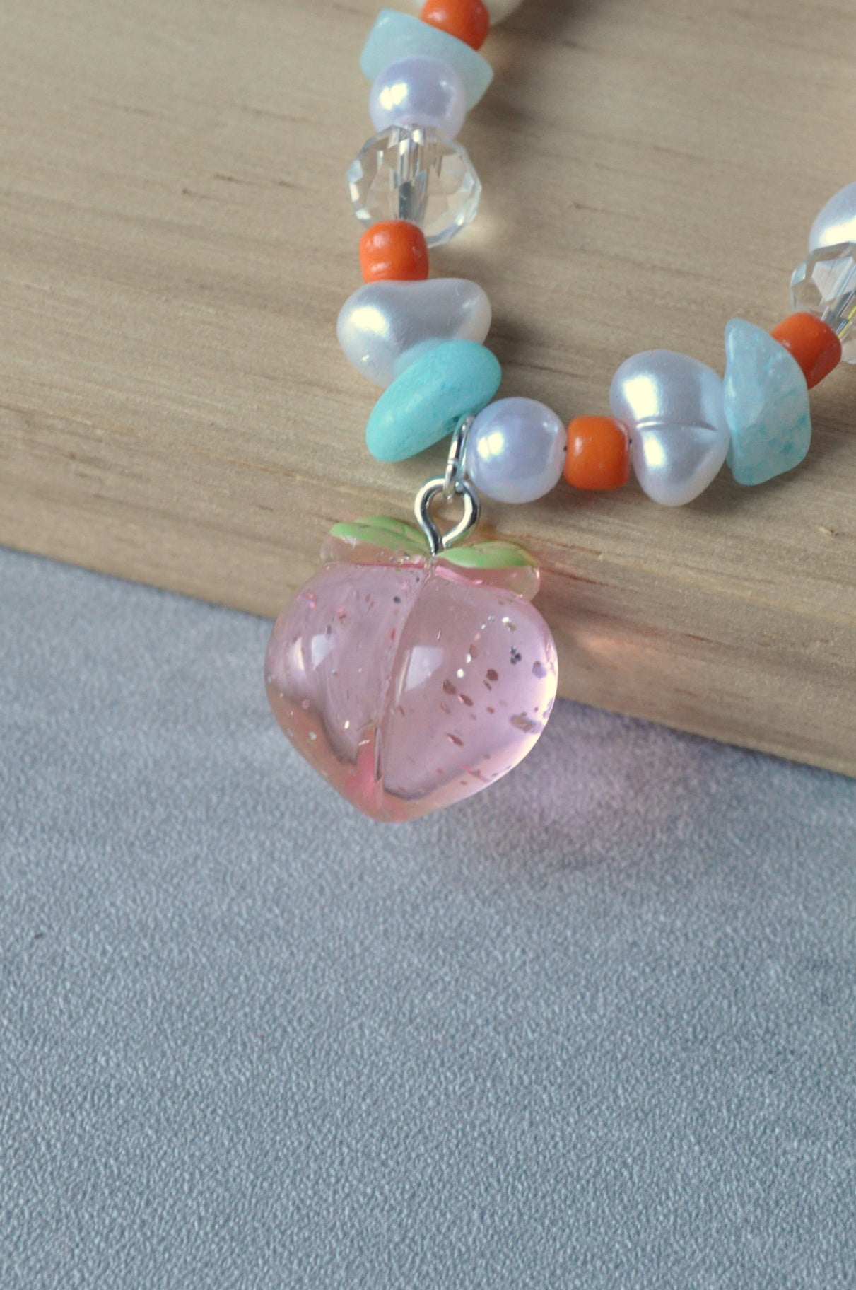 Peach Pendant Gemstone Necklace