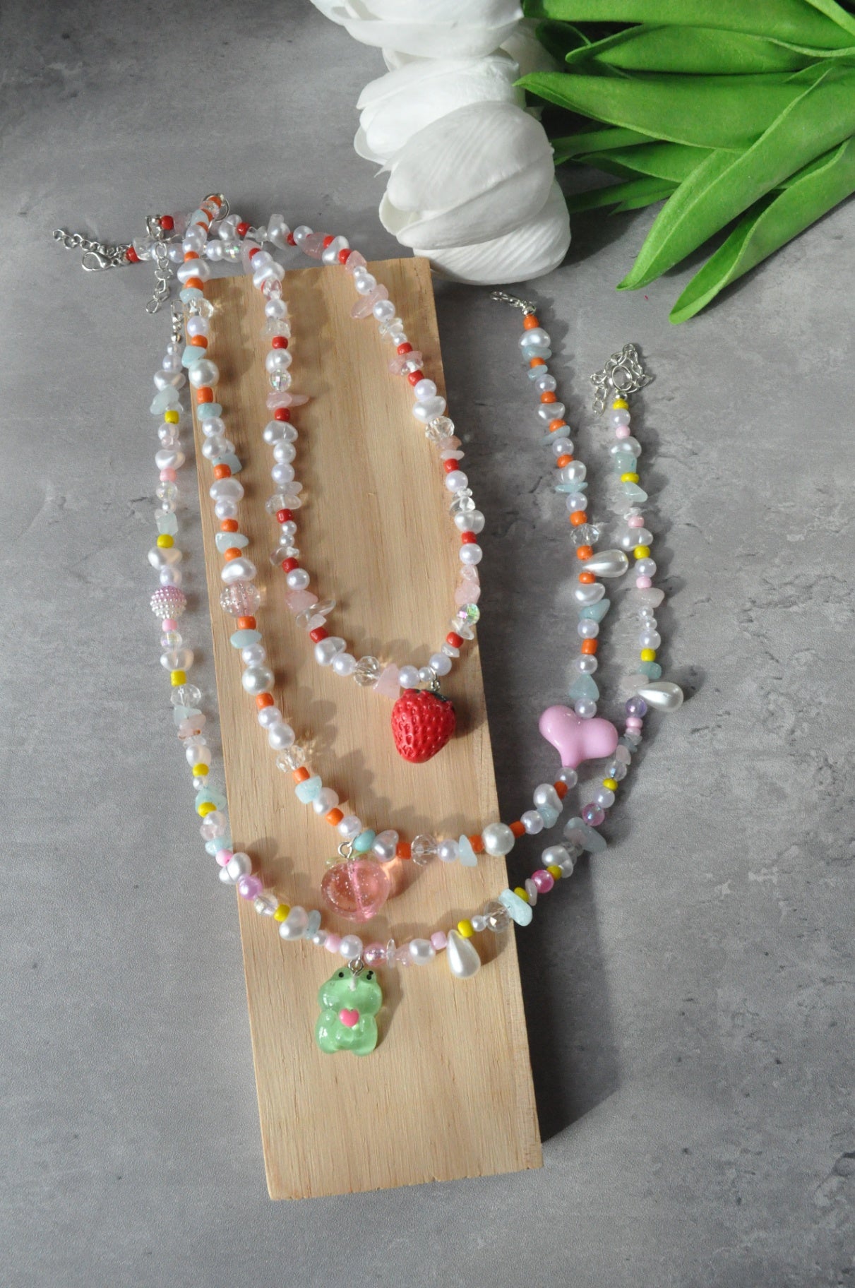 Peach Pendant Gemstone Necklace
