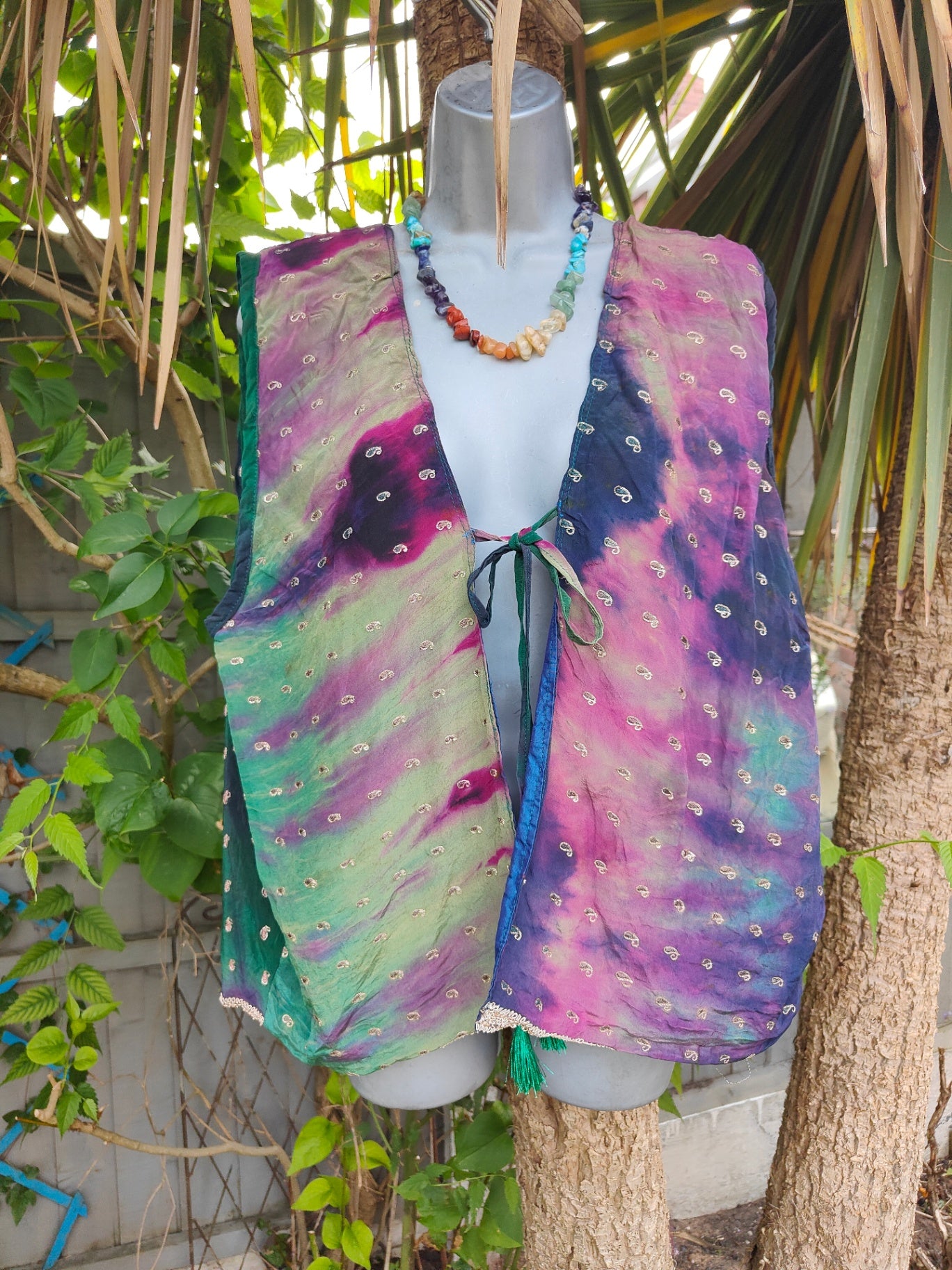 Mykonos jewel sari waistcoat/gilet /oversized