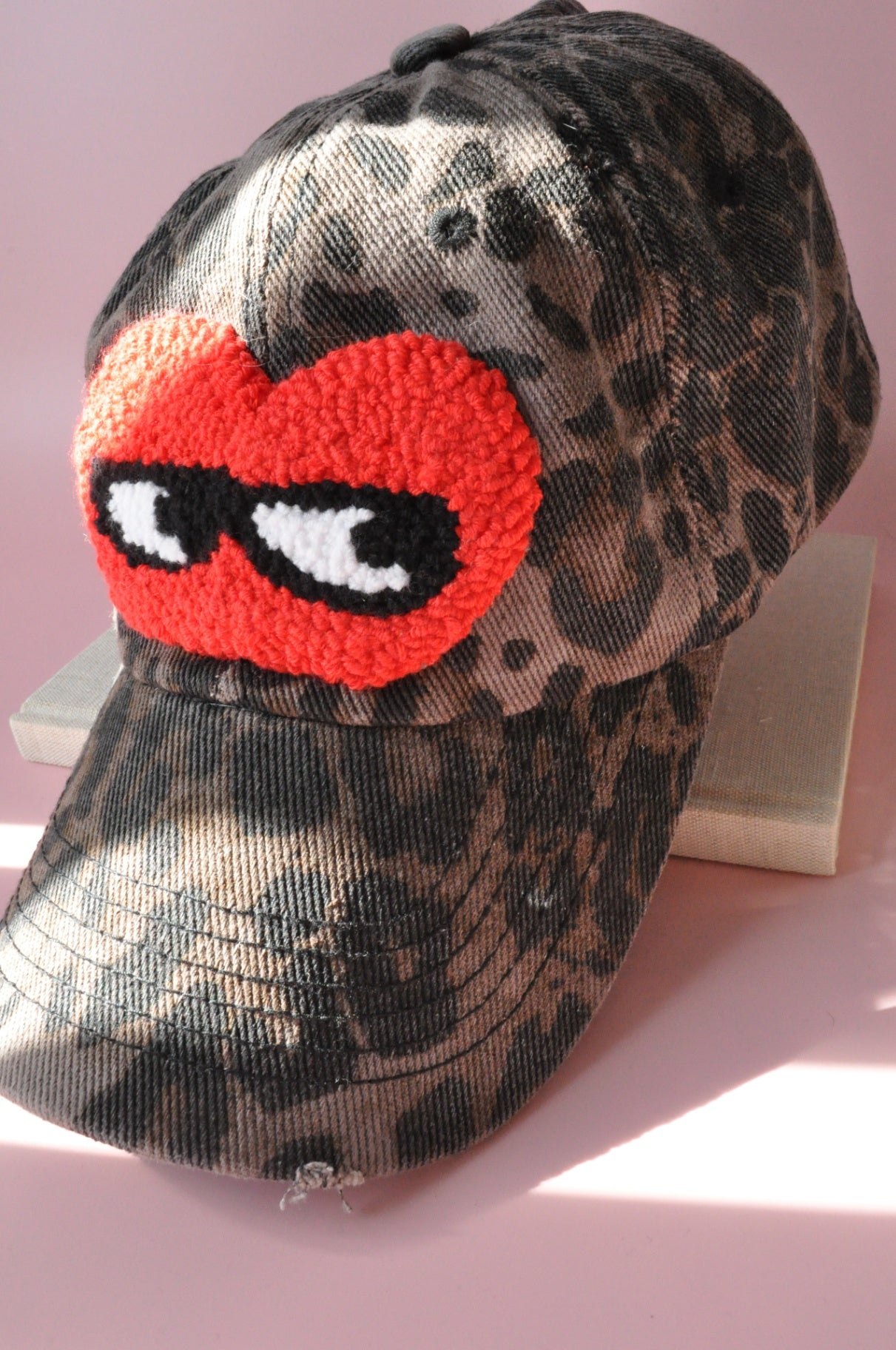 Tufted Heart Leopard Cap