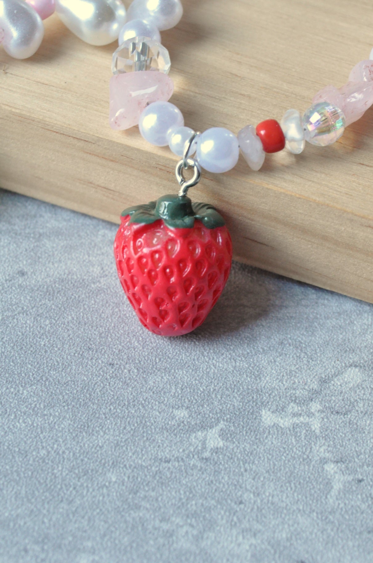 Strawberry Pendant Gemstone Necklace